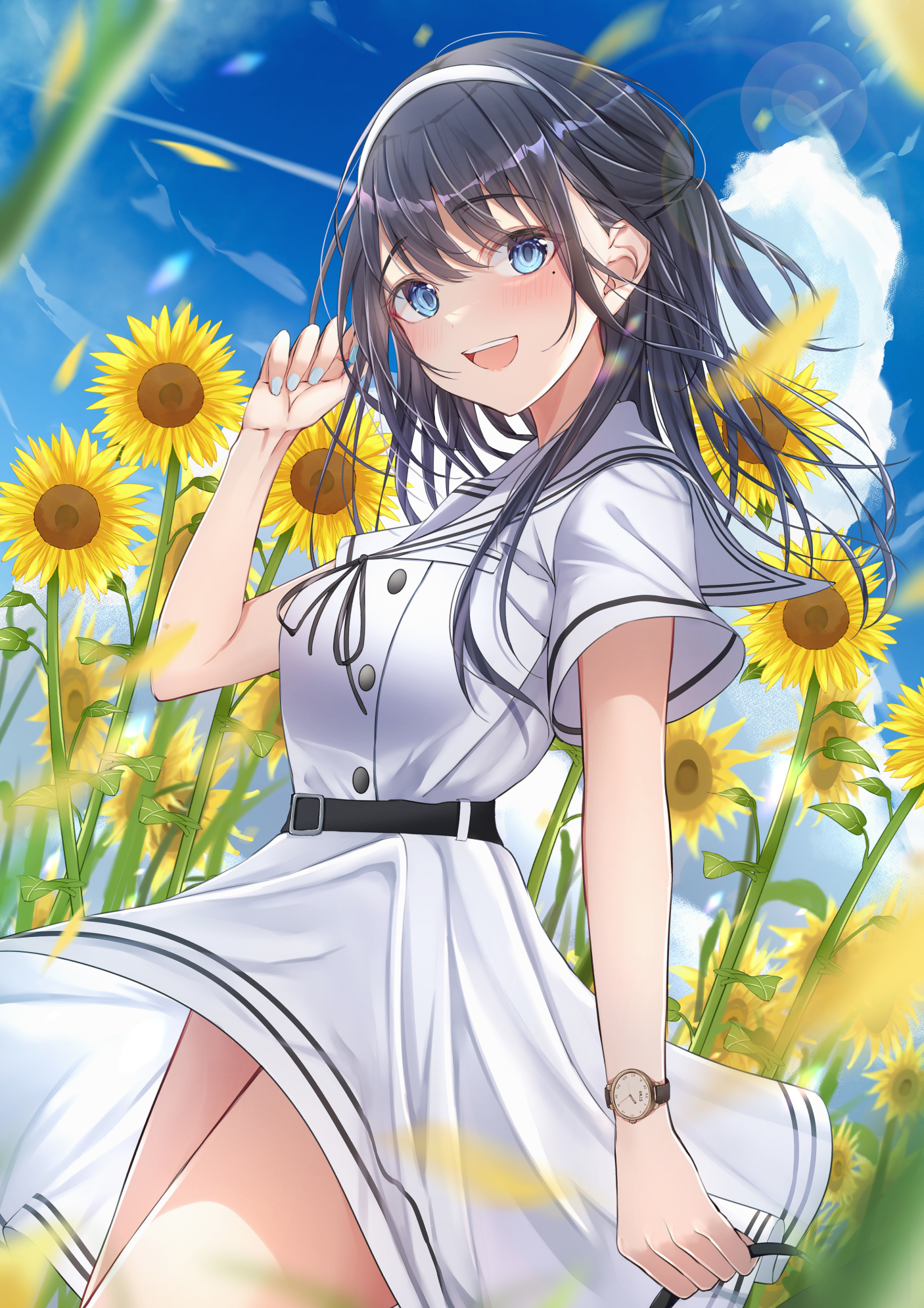 Anime 1406x1988 anime anime girls original characters solo artwork digital art fan art sunflowers