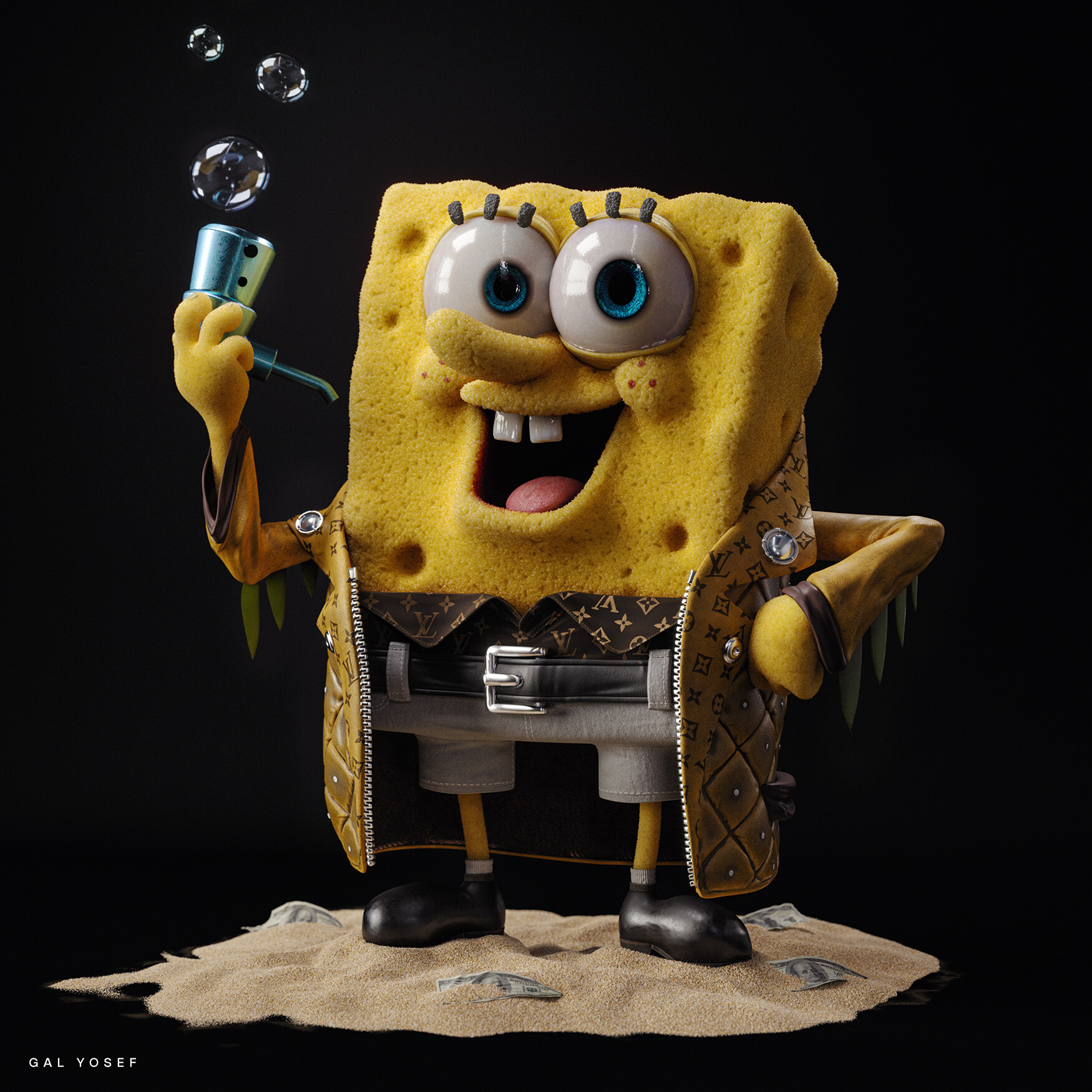 General 1750x1750 artwork digital art SpongeBob SquarePants cartoon bubbles