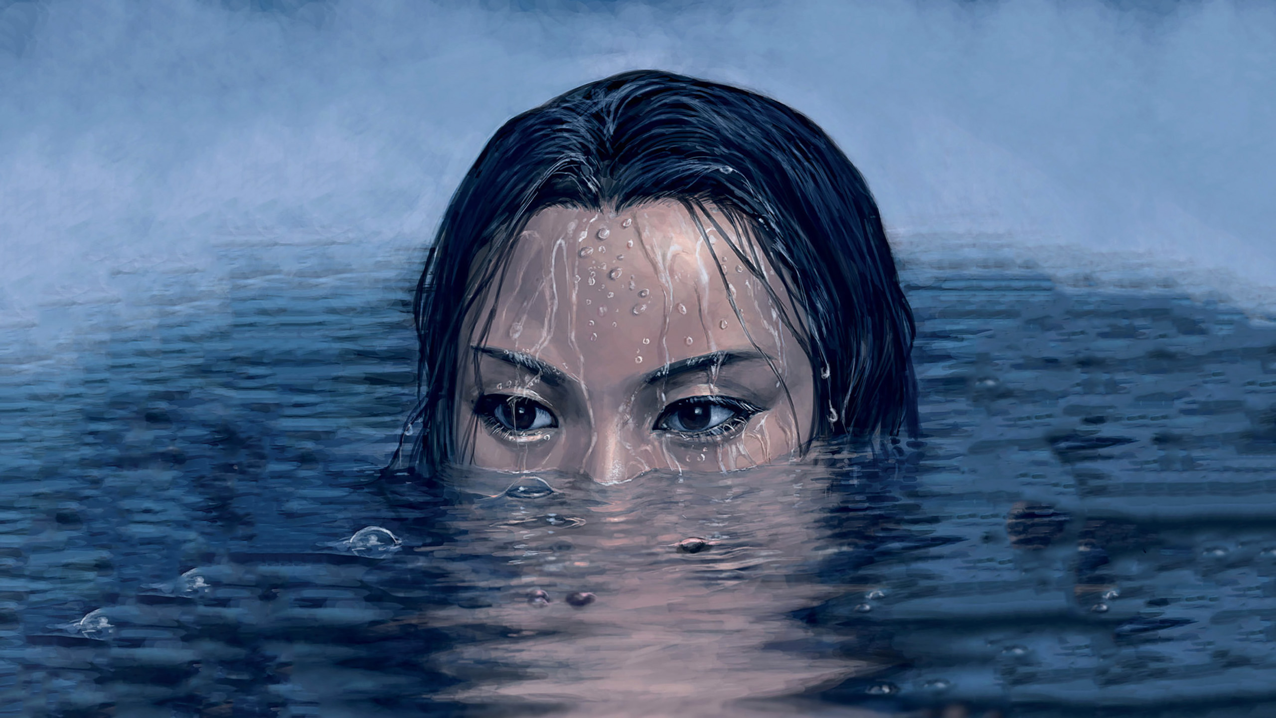 General 2560x1440 painting wormrot Asian water eyes album covers in water