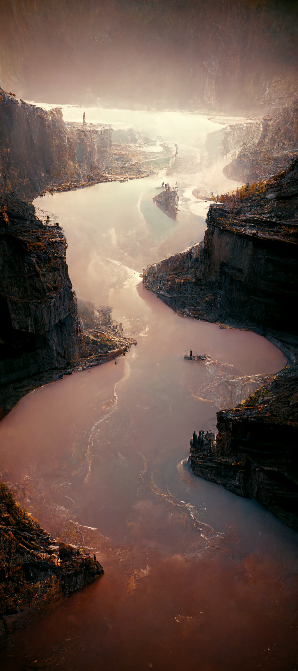 General 1024x2304 landscape river canyon water AI art