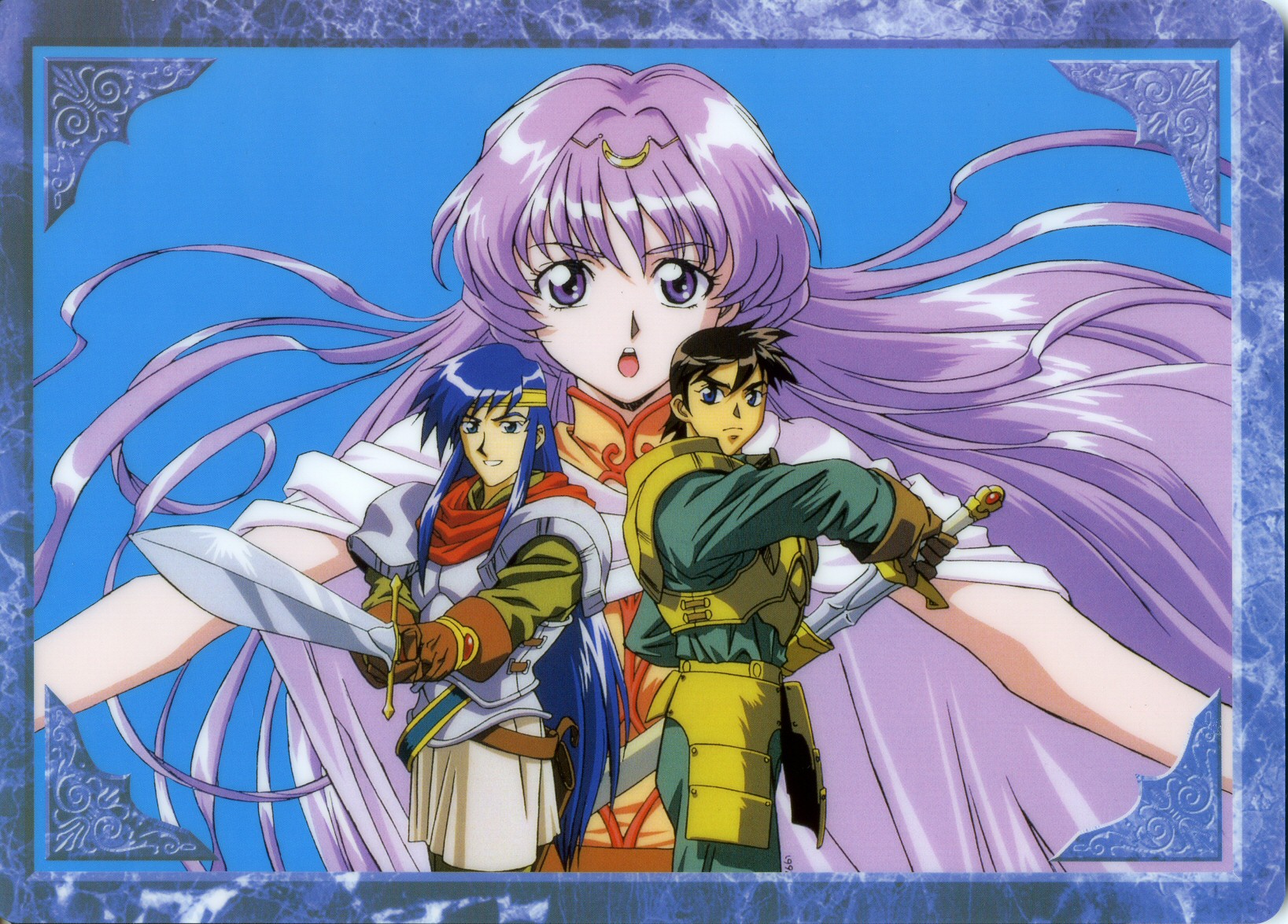 Anime 1637x1175 Record of Lodoss War Parn Spark (record of lodoss war) Neese armor knight sword anime girls purple hair