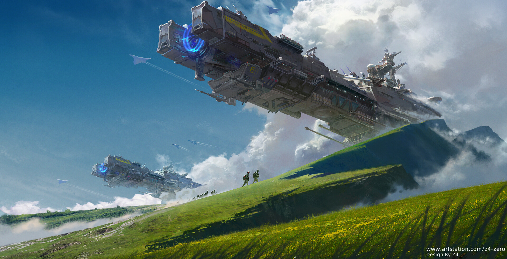 General 1920x982 digital art fantasy art environment landscape clouds science fiction spaceship Z 4-zero