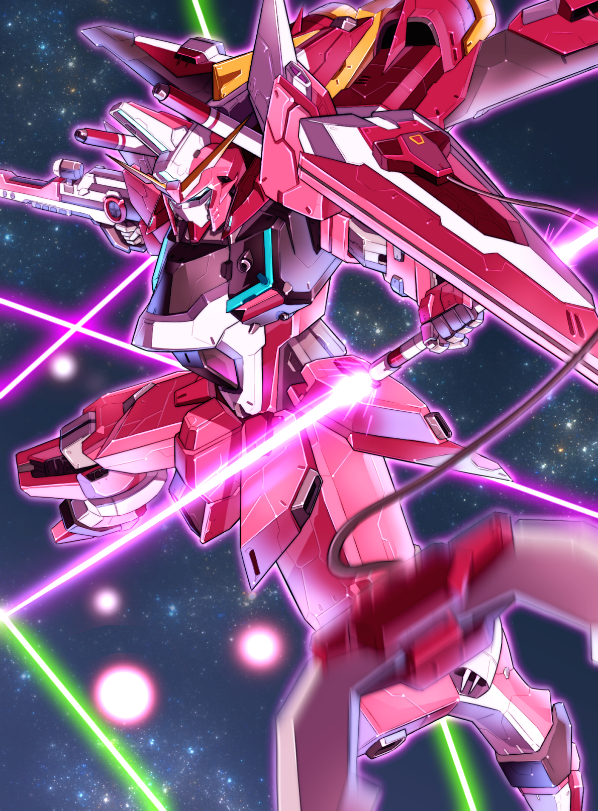 Anime 1190x1615 anime Gundam Infinite Justice Gundam Mobile Suit Gundam SEED Destiny Super Robot Taisen fan art artwork digital art mechs