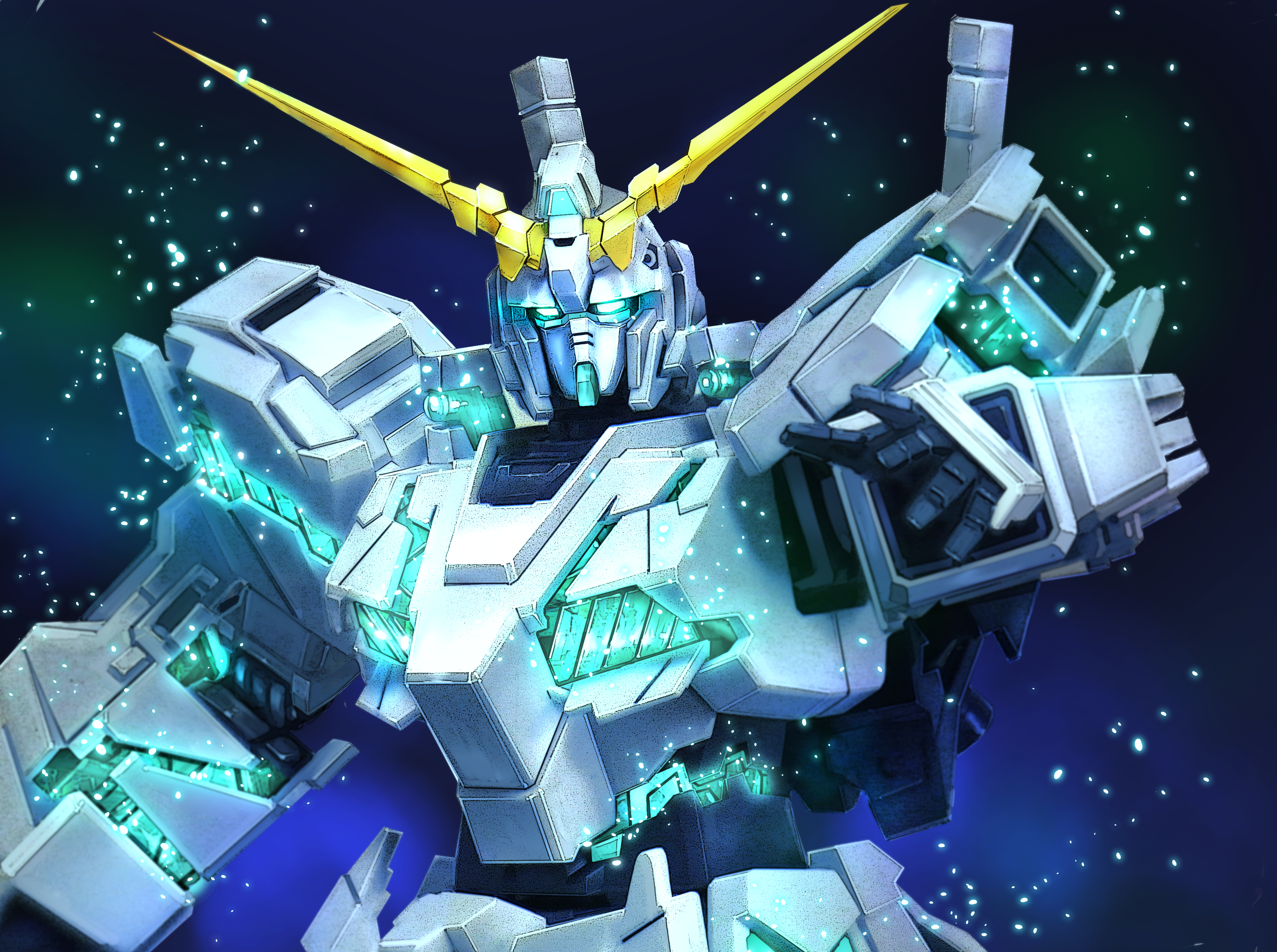 Anime 3456x2578 anime mechs Gundam Super Robot Taisen Mobile Suit Gundam Unicorn RX-0 Unicorn Gundam artwork digital art fan art