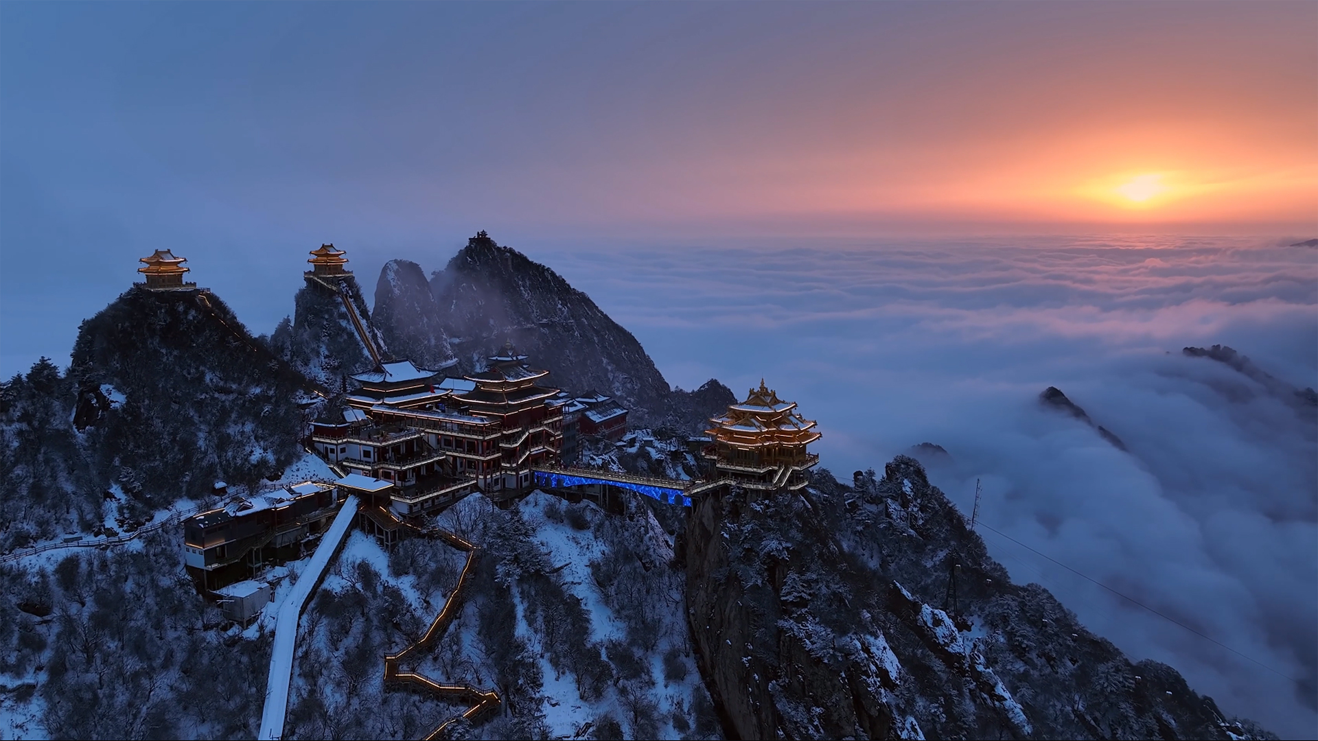 General 1920x1080 China clouds temple sunset Asia