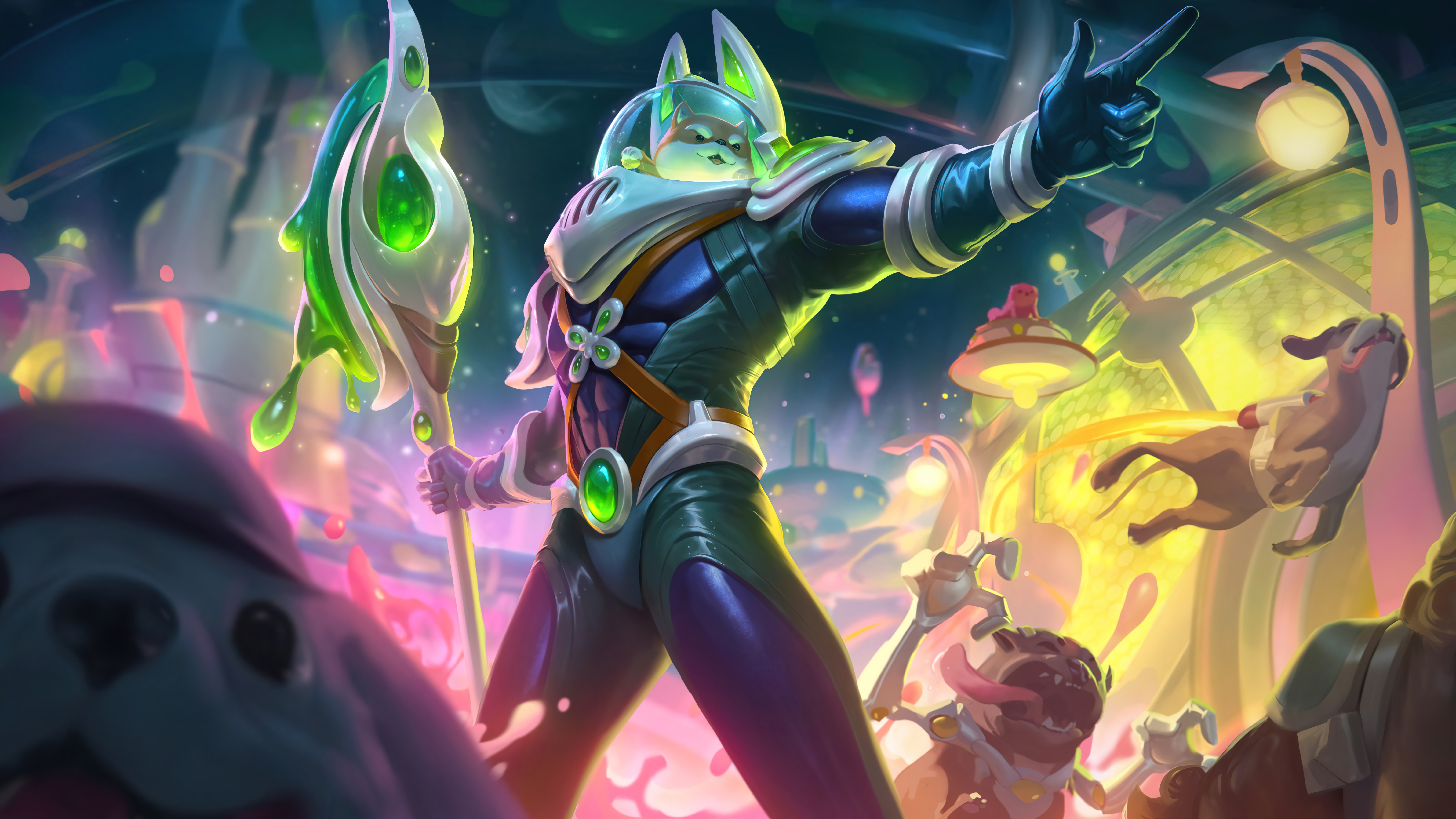 General 7680x4320 Space Groove nasus Nasus (League of Legends) space League of Legends Riot Games cats michis 4K dog GZG Space Groove (League of Legends) video games video game characters