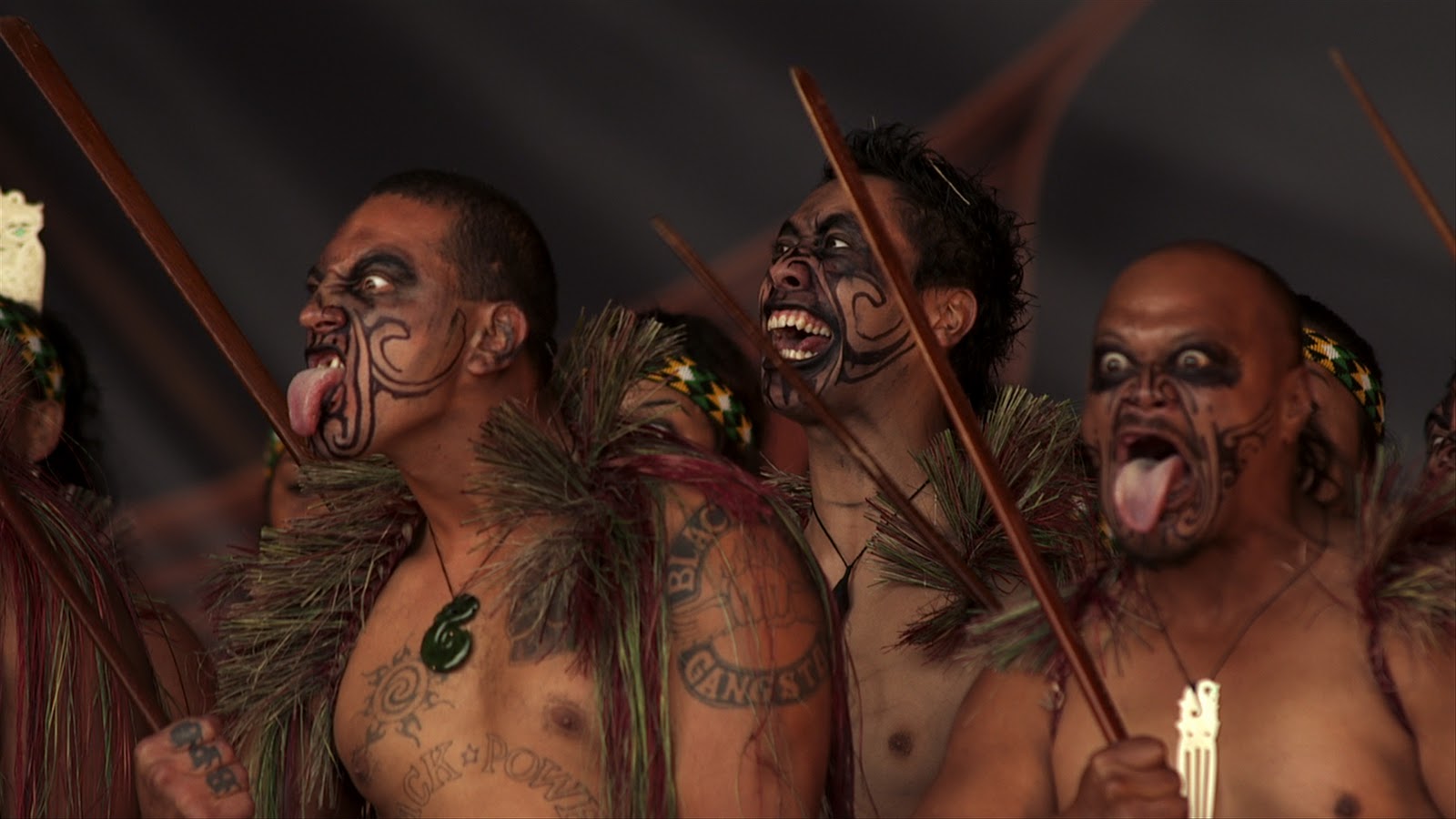 People 1600x900 men tongues tongue out shirtless Maori Haka