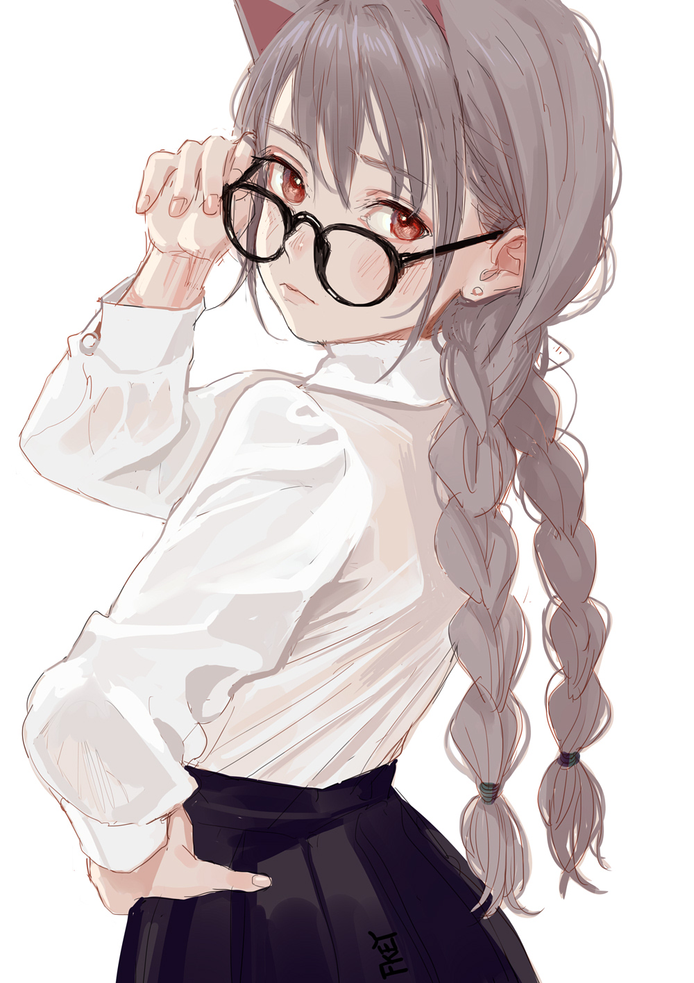 Anime 1000x1415 anime anime girls original characters glasses simple background red eyes