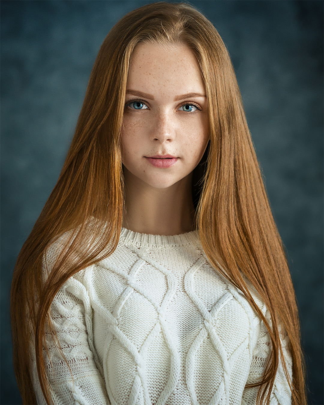 People 1080x1350 portrait display long hair blue eyes simple background face women indoors coats portrait depth of field straight hair white sweater sweater looking at viewer redhead model studio indoors women