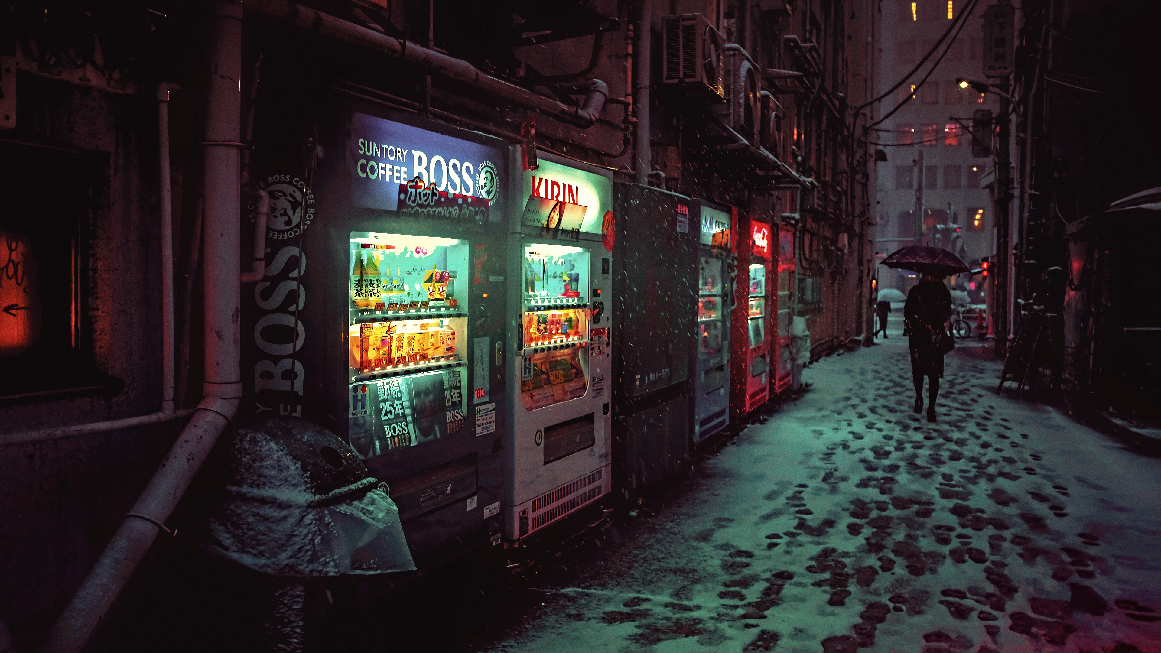 General 3840x2160 cityscape city architecture street urban Japan night vending machine