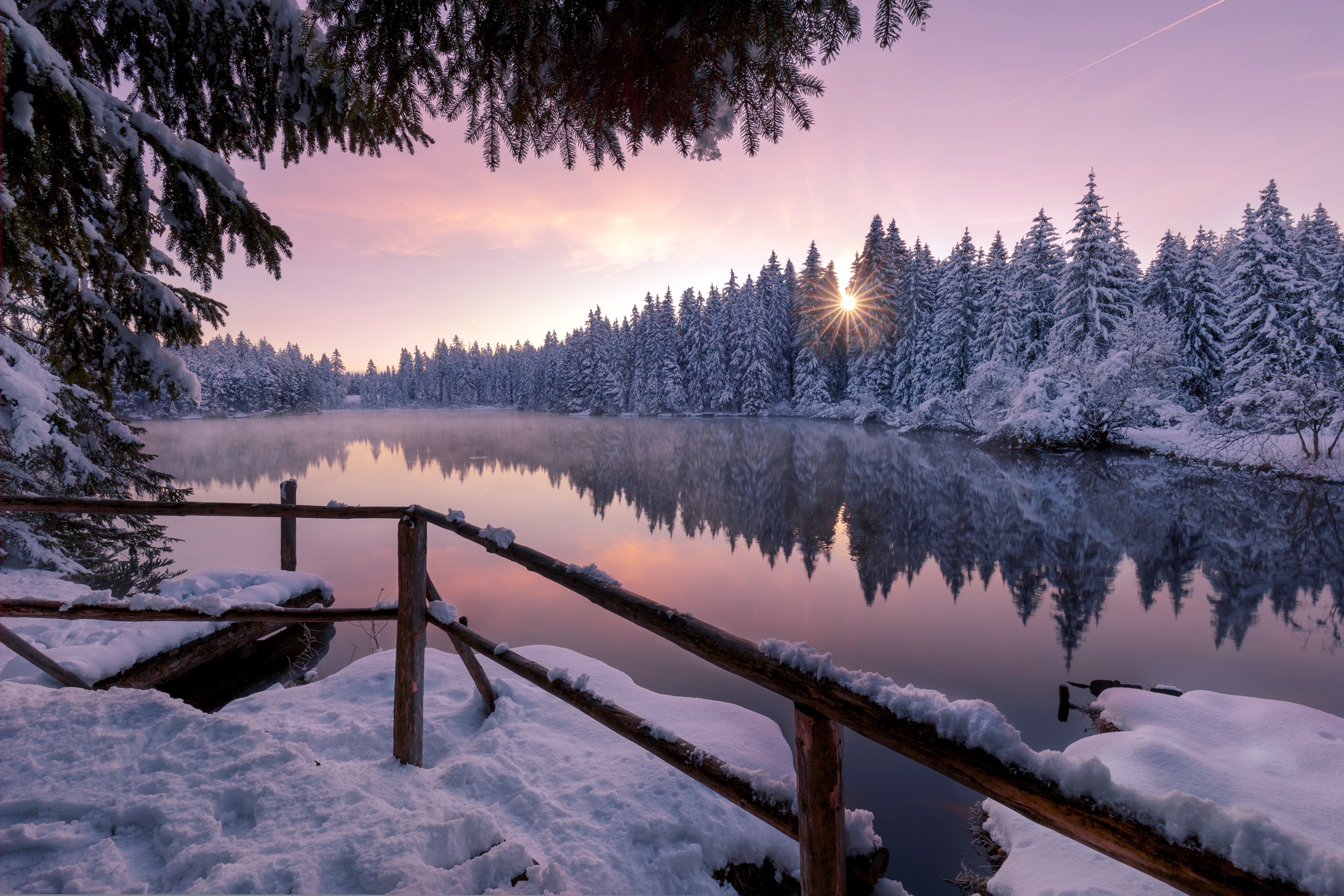 General 2560x1707 winter snow water trees nature outdoors lake