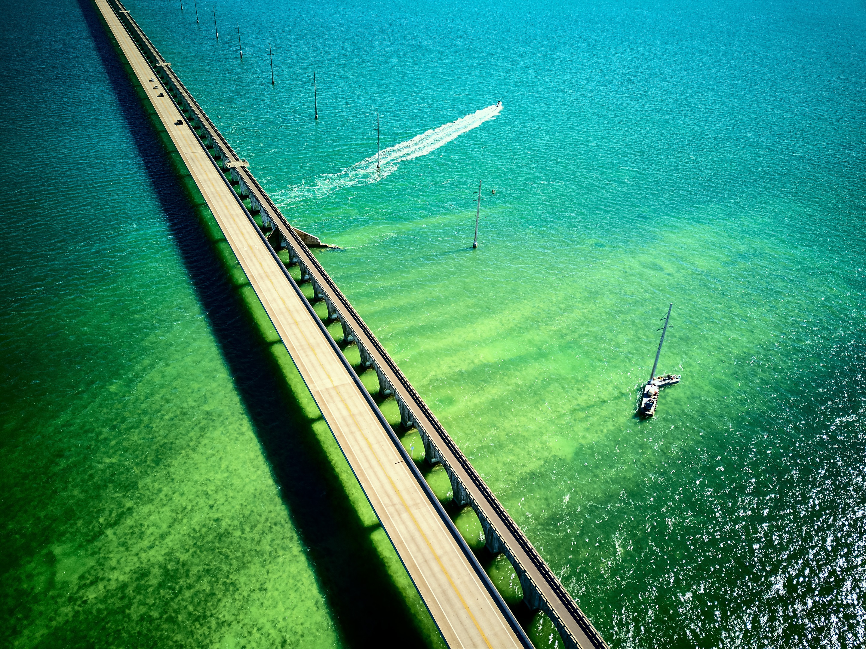 General 2880x2159 bridge road water boat green landscape high angle Florida