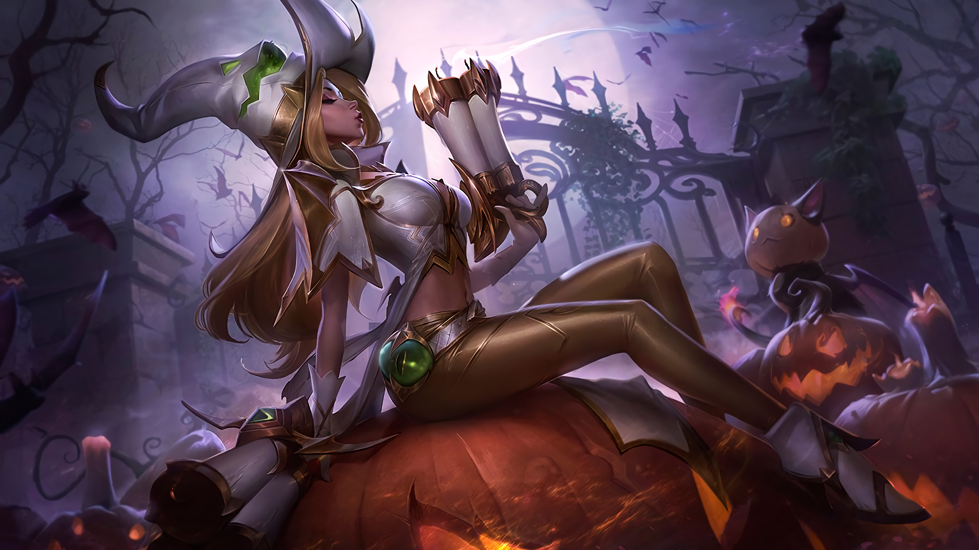 General 3840x2160 Miss Fortune (League of Legends) witch League of Legends Riot Games Halloween pumpkin GZG video game girls fantasy girl PC gaming Prestige Edition (League of Legends)