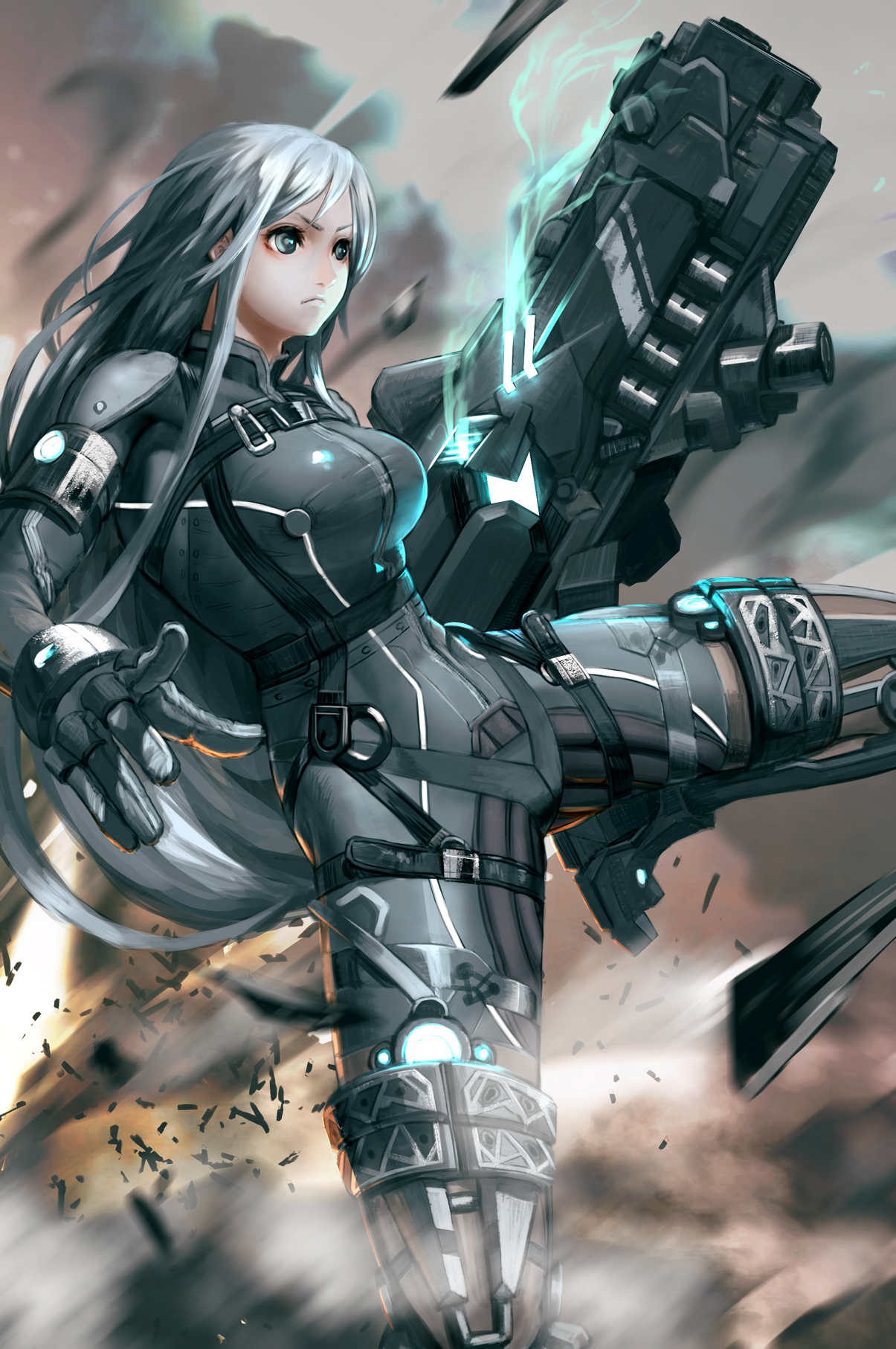 Lexica - a anime girl cropped with a sword made of gold and half chest armor  in silver color