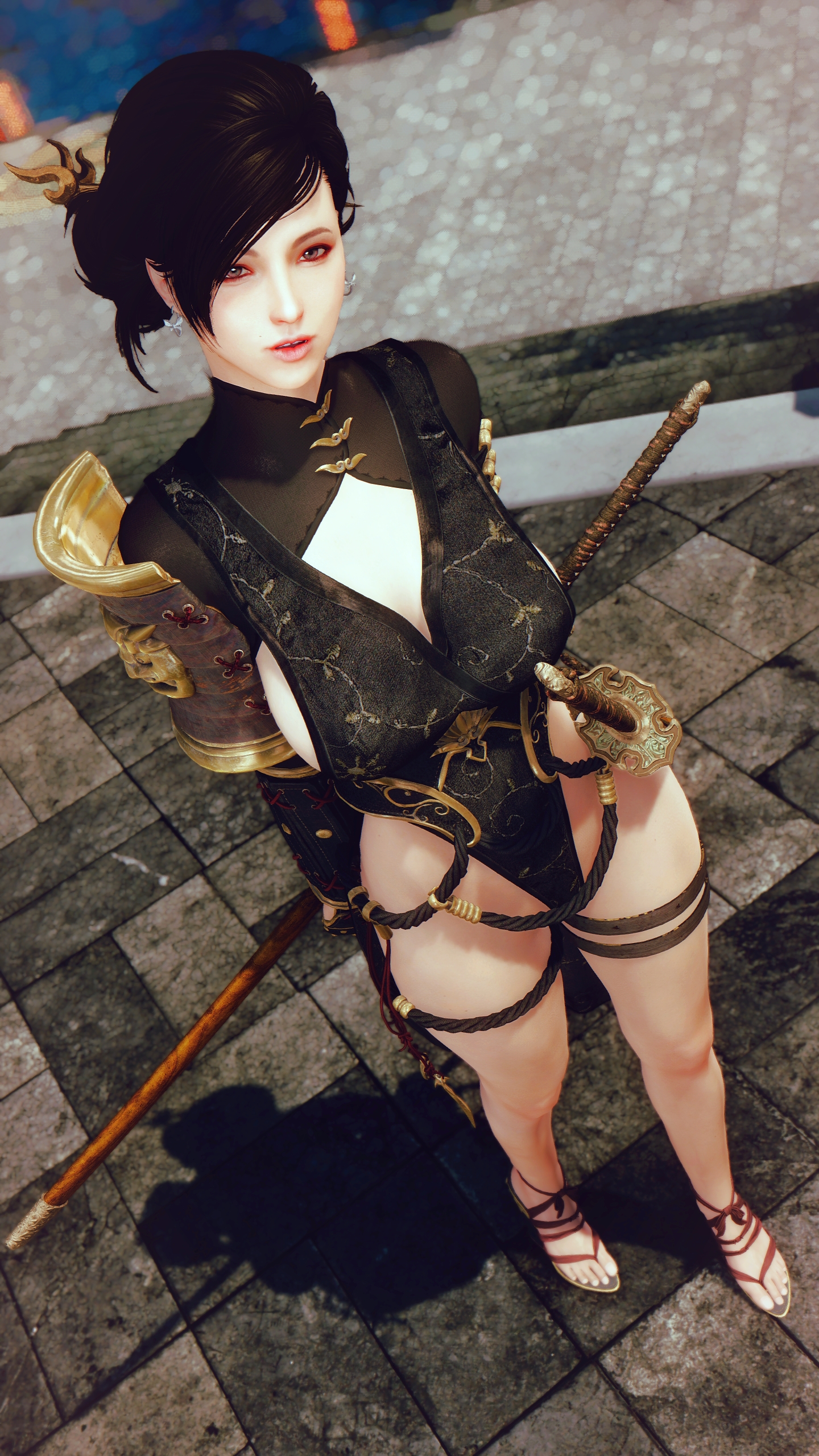 General 1440x2560 Skyrim Remastered katana ninja girl legs The Elder Scrolls V: Skyrim