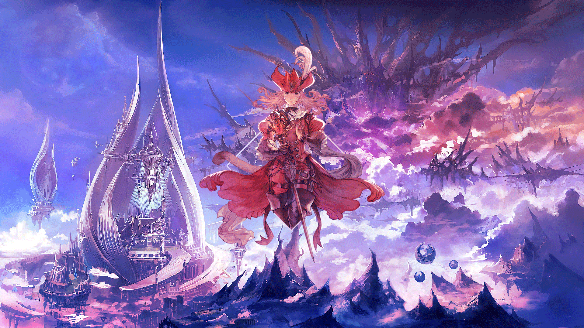 General 1920x1080 Final Fantasy XIV: A Realm Reborn magician red picture-in-picture photoshopped digital art