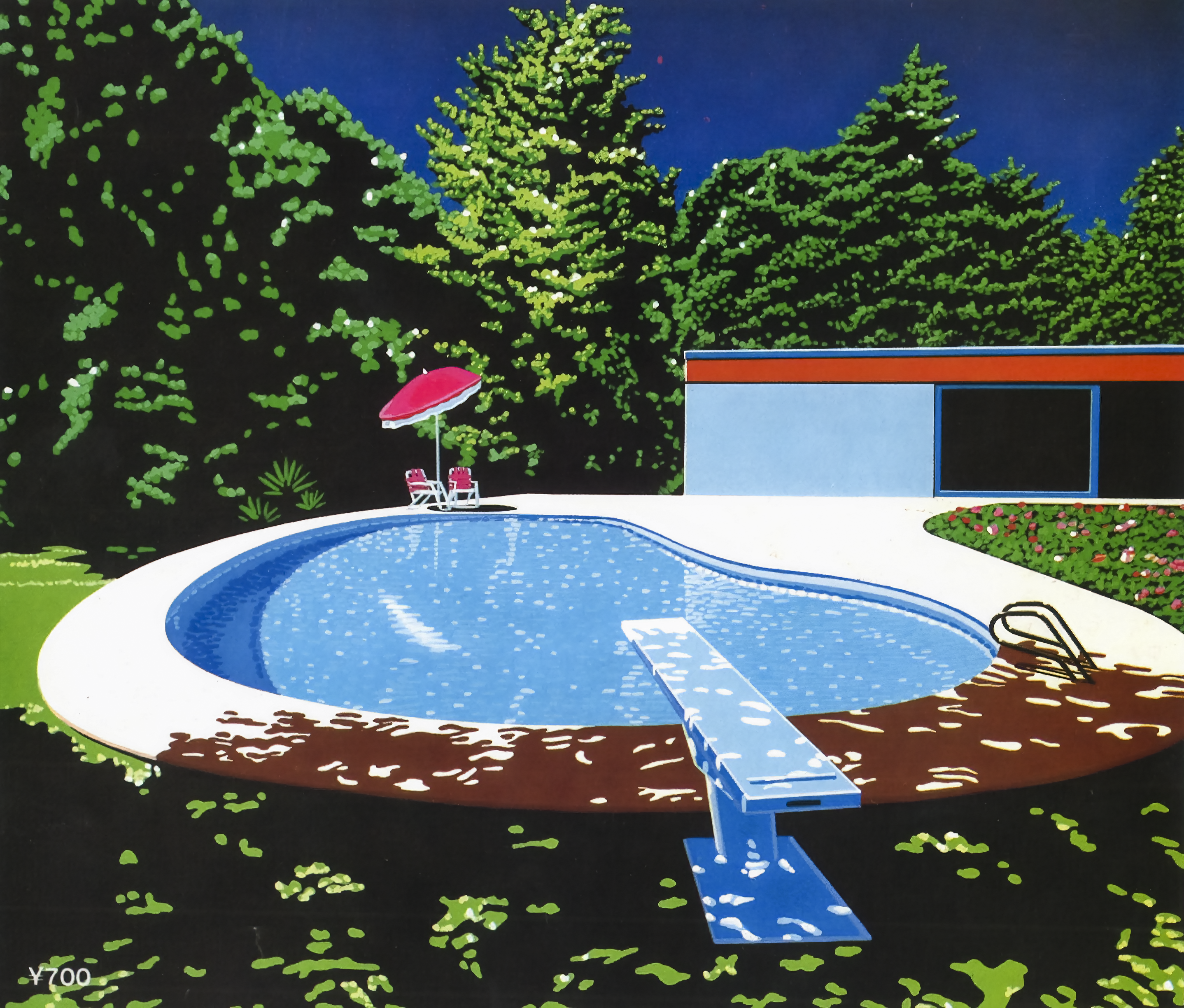 General 2876x2448 Hiroshi Nagai retrowave painting swimming pool digital art