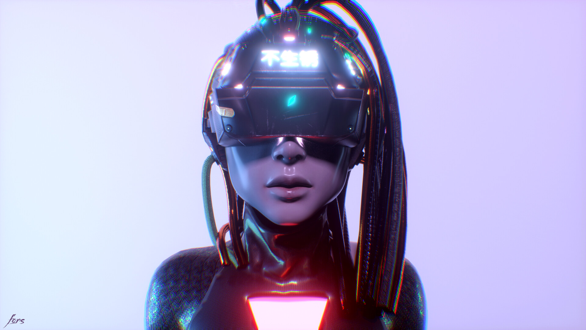 General 1920x1080 artwork science fiction science fiction women CGI ArtStation simple background cyberpunk frontal view
