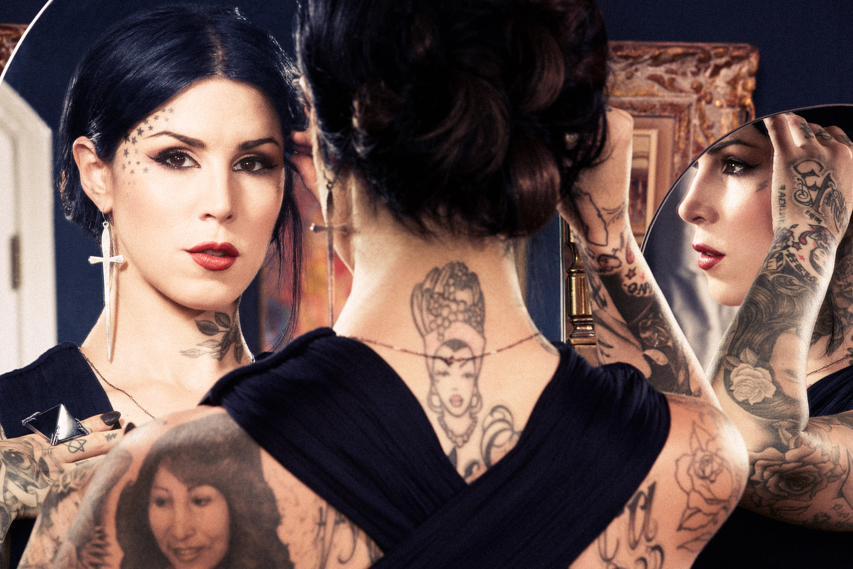 People 1710x1140 Kat Von D women tattoo Tattoo Artist face mirror reflection inked girls