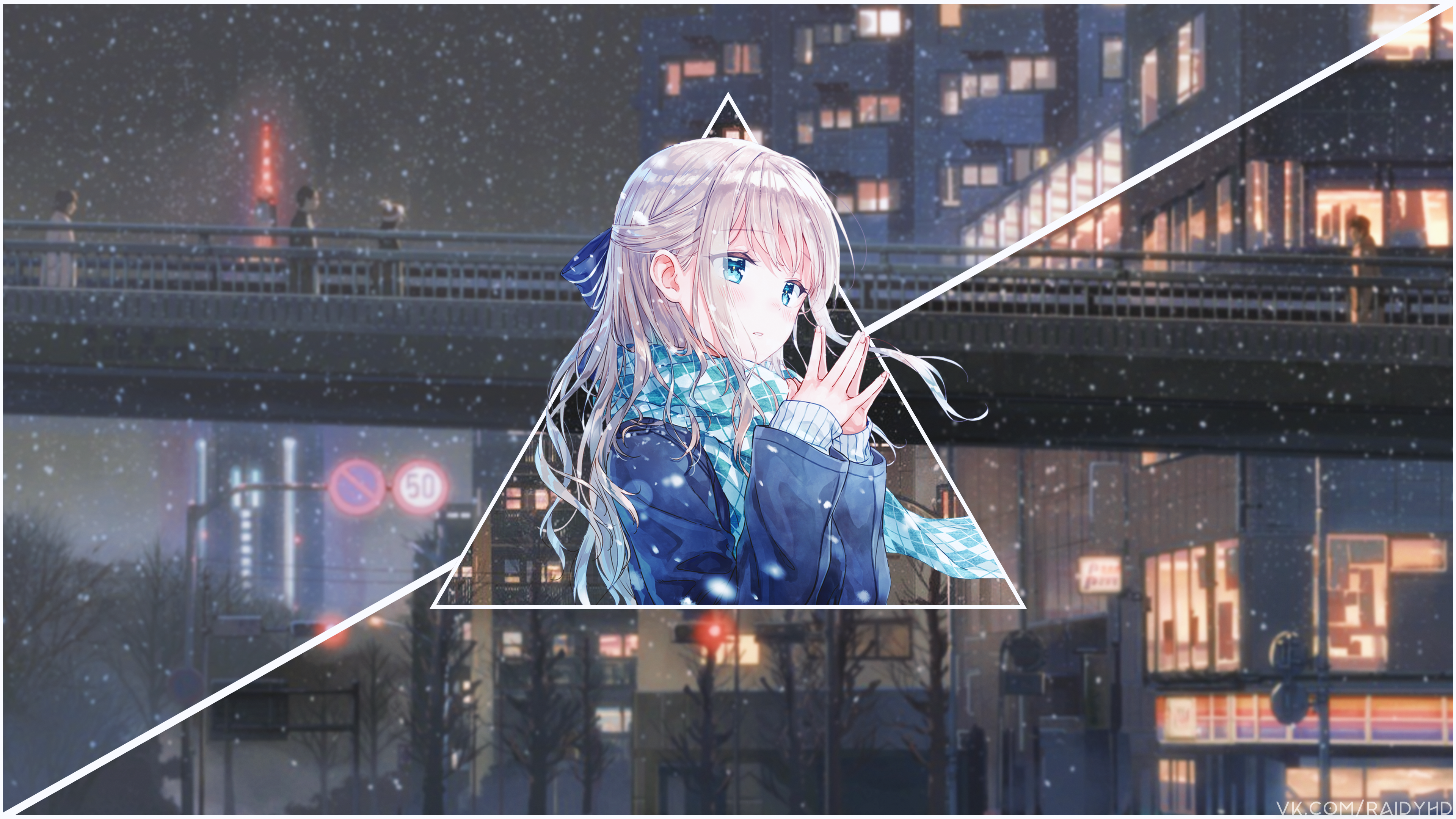 Anime 3840x2160 anime anime girls picture-in-picture snow scarf Hiten