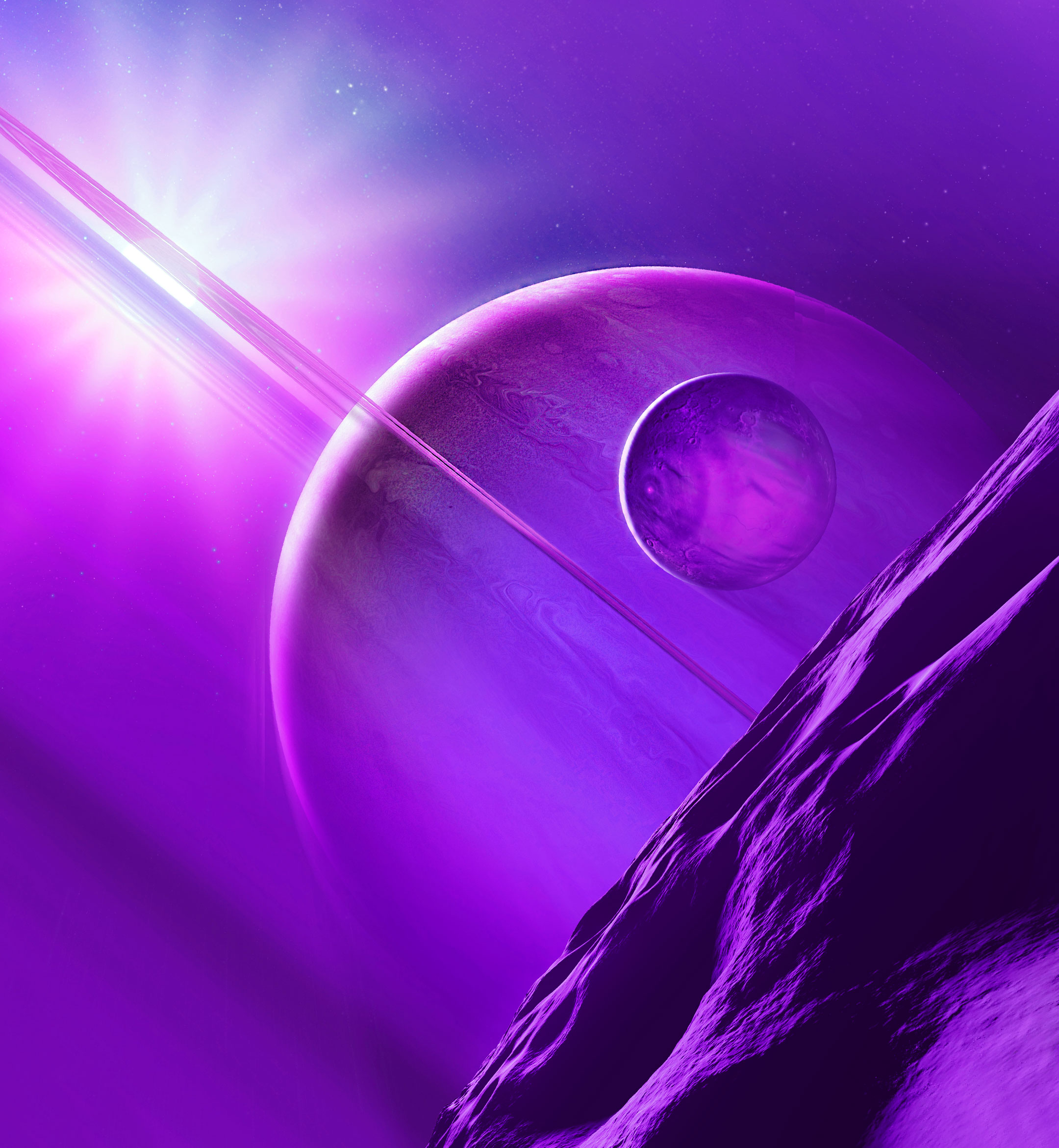 General 2160x2340 abstract space space art purple planet planetary rings digital art