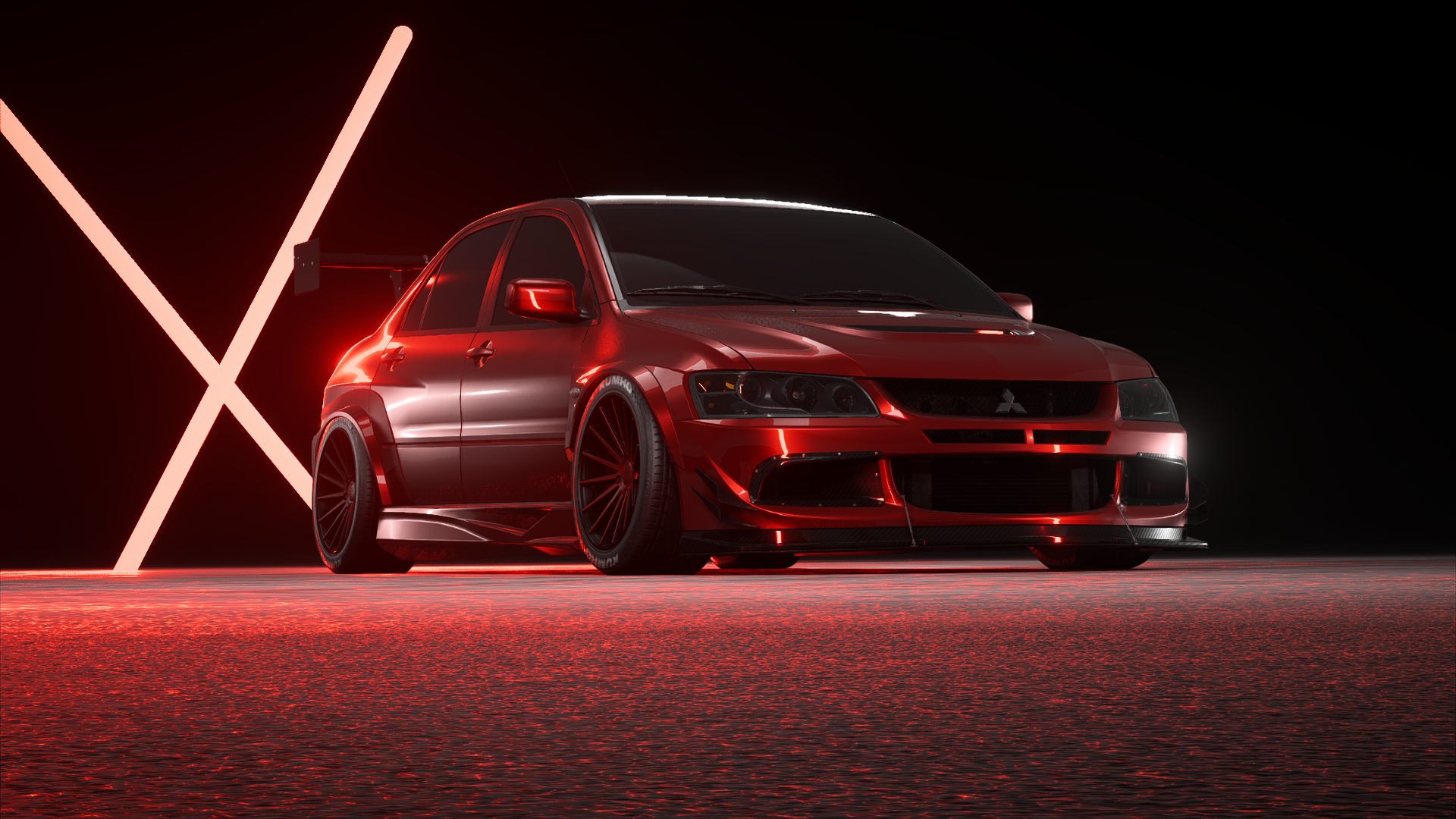General 1920x1080 Mitsubishi Lancer Evo X red Need for Speed car Need for Speed Payback red cars vehicle worm's eye view Japanese cars Sedan video games bodykit