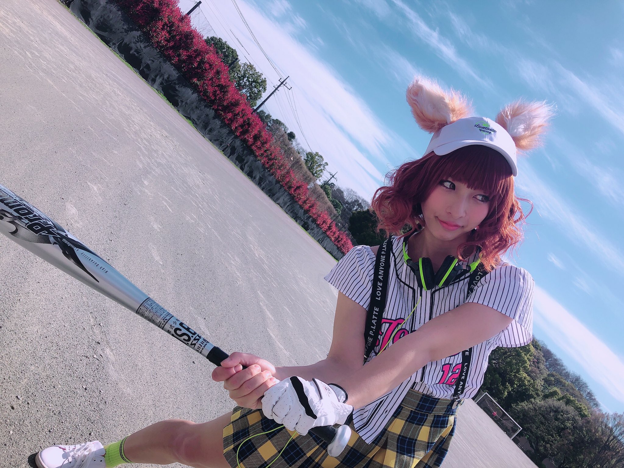 People 2048x1536 Abeno Miku baseball Asian women model baseball bat hat redhead women outdoors