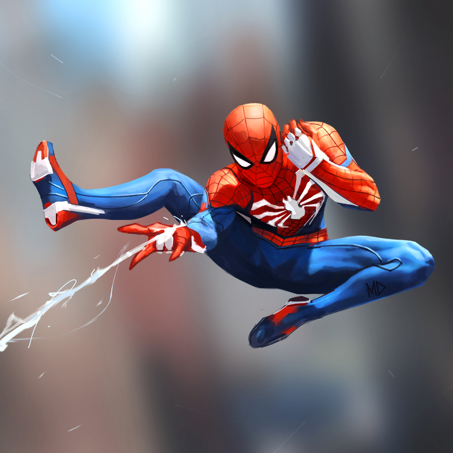 General 1920x1920 Spider-Man spiderwebs artwork digital art Marvel Comics fan art men mask superhero