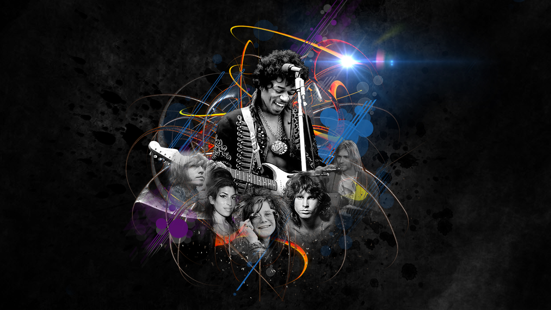 General 1920x1080 music Jimi Hendrix Jim Morrison Kurt Cobain