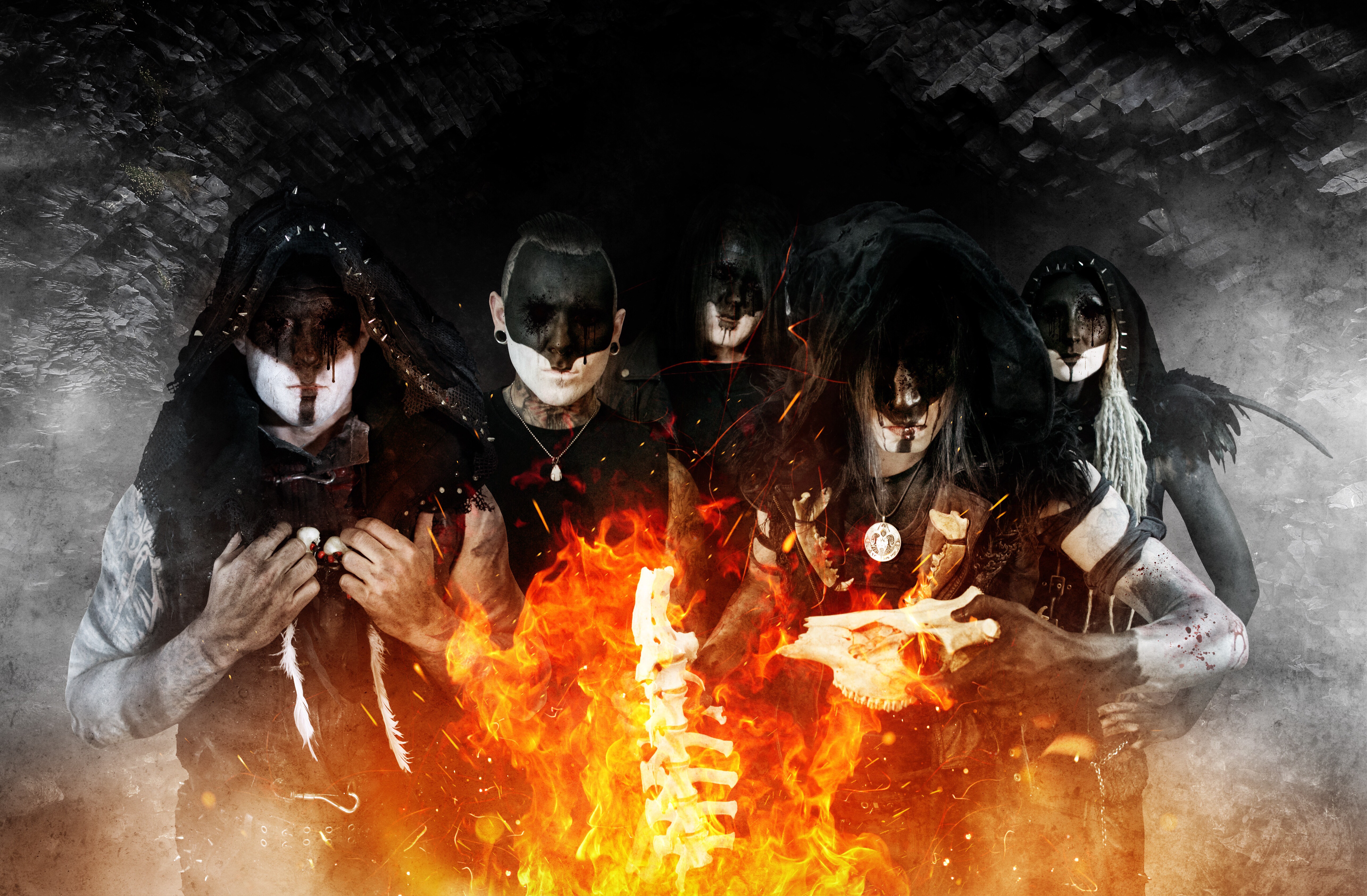 People 5140x3371 Dawn of Ashes band black metal industrial fire photo manipulation
