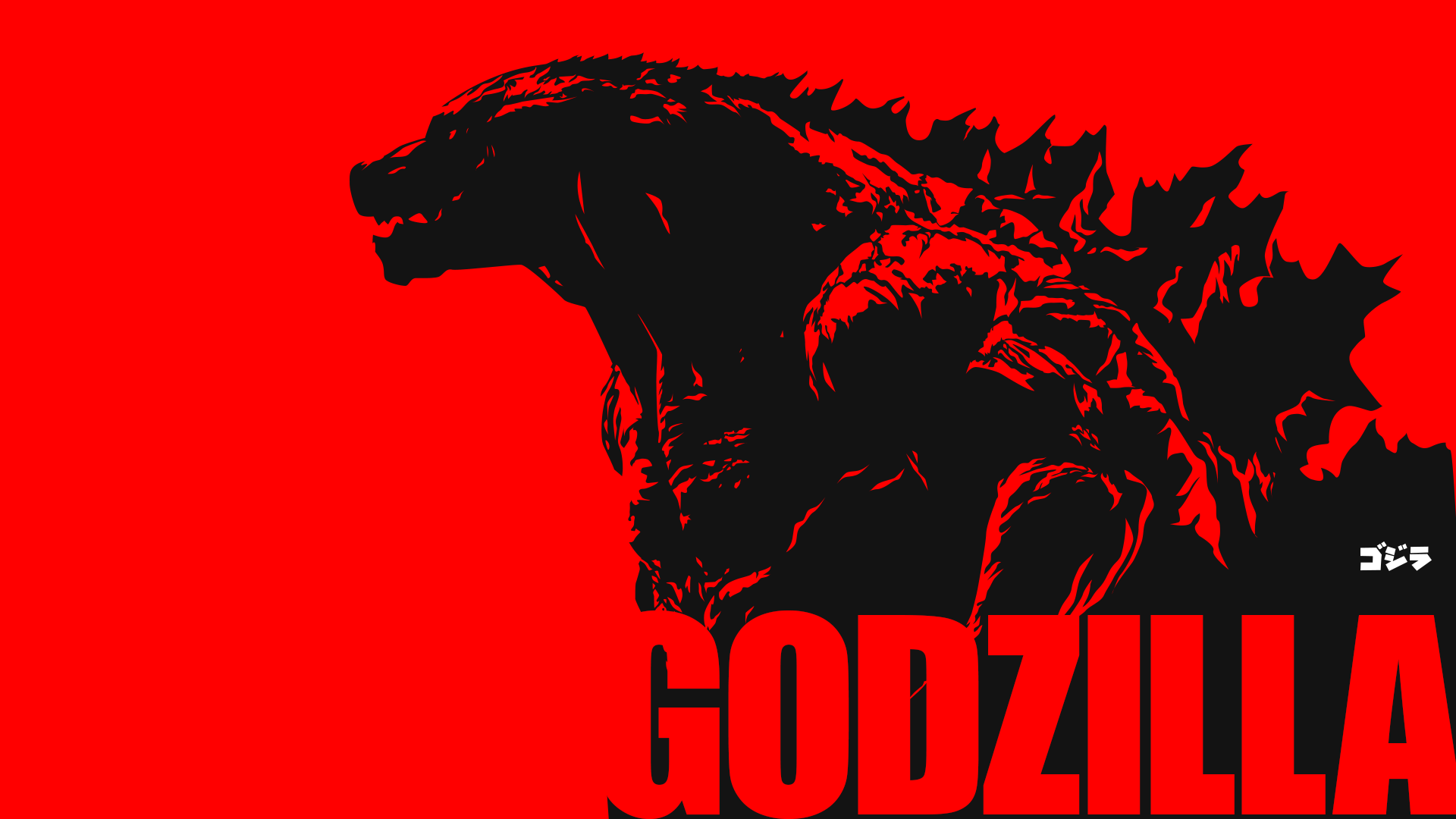 General 1920x1080 Godzilla artwork movies red simple background digital art