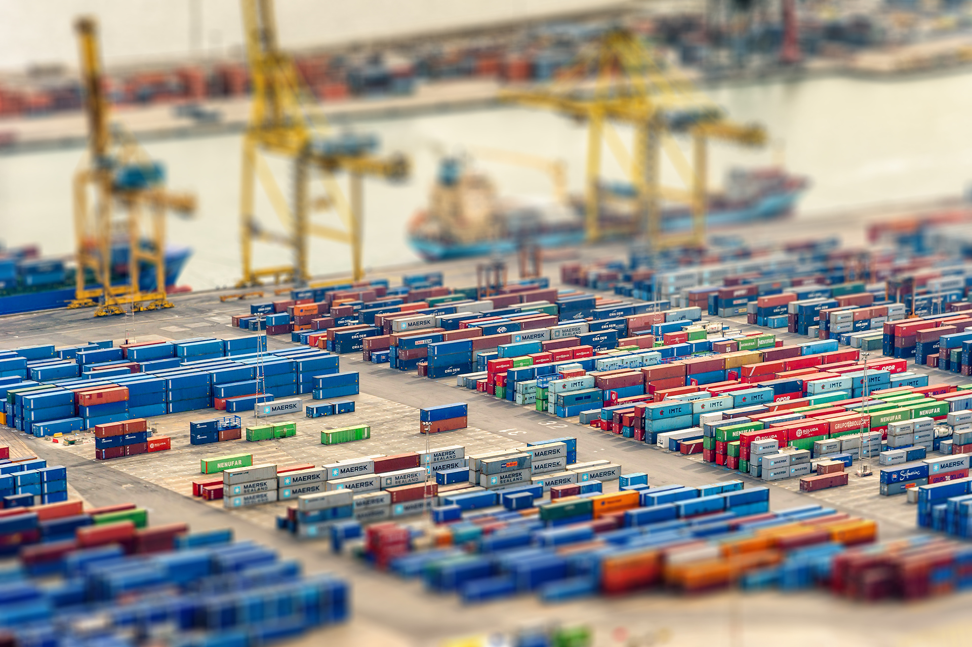 General 1920x1278 containers blurred tilt shift dock Maersk cranes (machine)