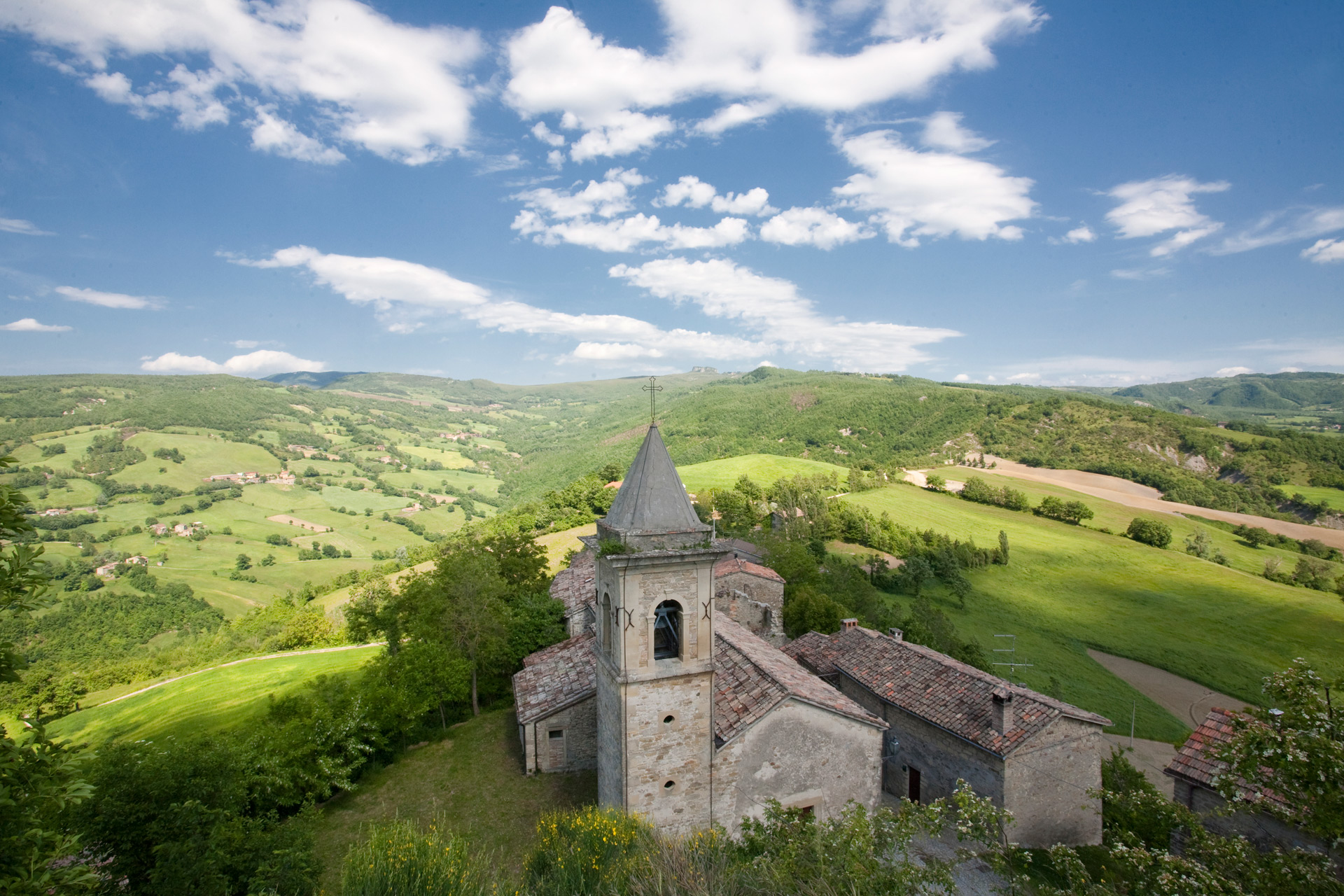 General 1920x1280 architecture house church building hills nature landscape Italy ancient clouds trees forest