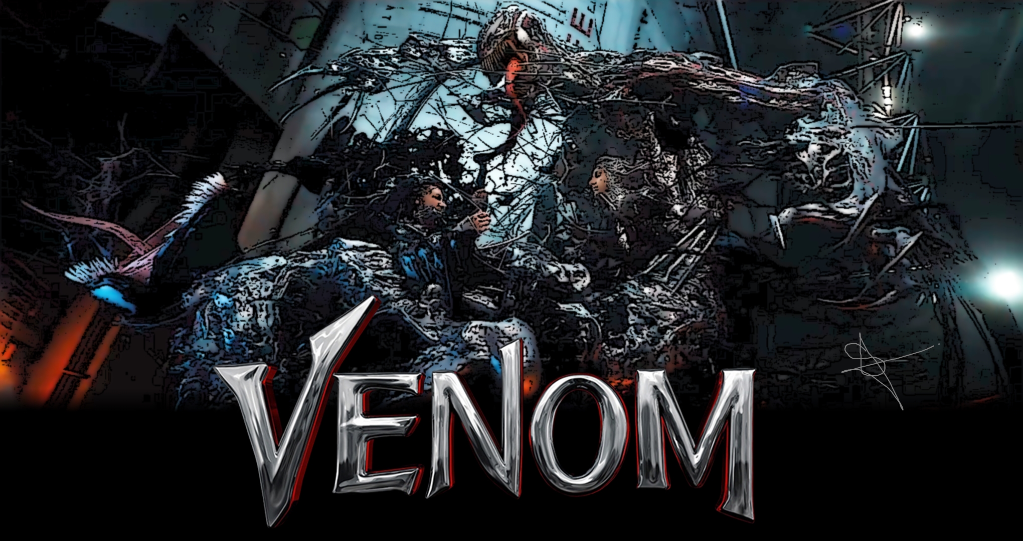 General 2040x1080 Venom Sony Symbiote teeth Tom Hardy Riot (Symbiote) movies