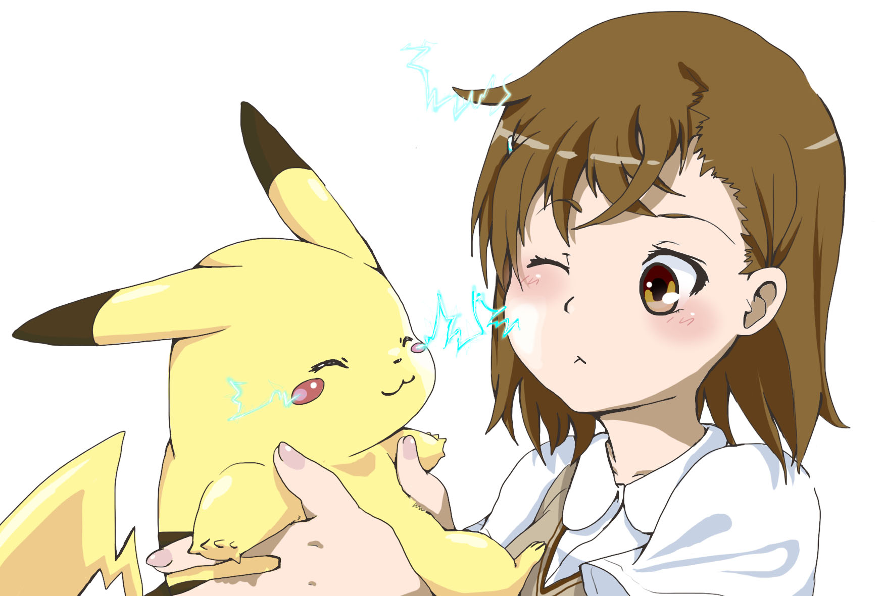 Anime 1748x1181 anime anime girls Misaka Mikoto Pikachu To Aru Kagaku no Railgun Pokémon