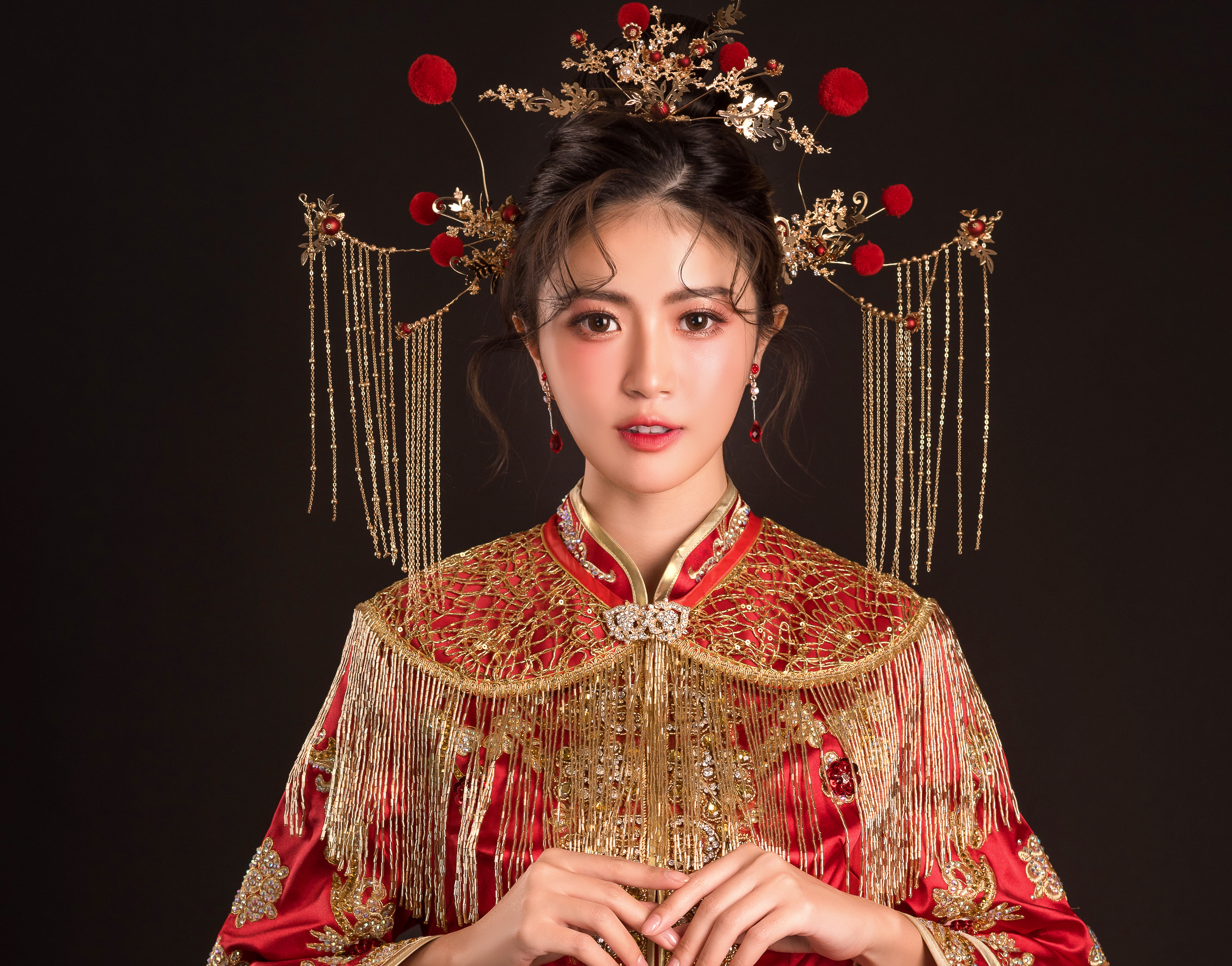 People 2670x2092 Asian women model brunette traditional clothing hair ornament makeup