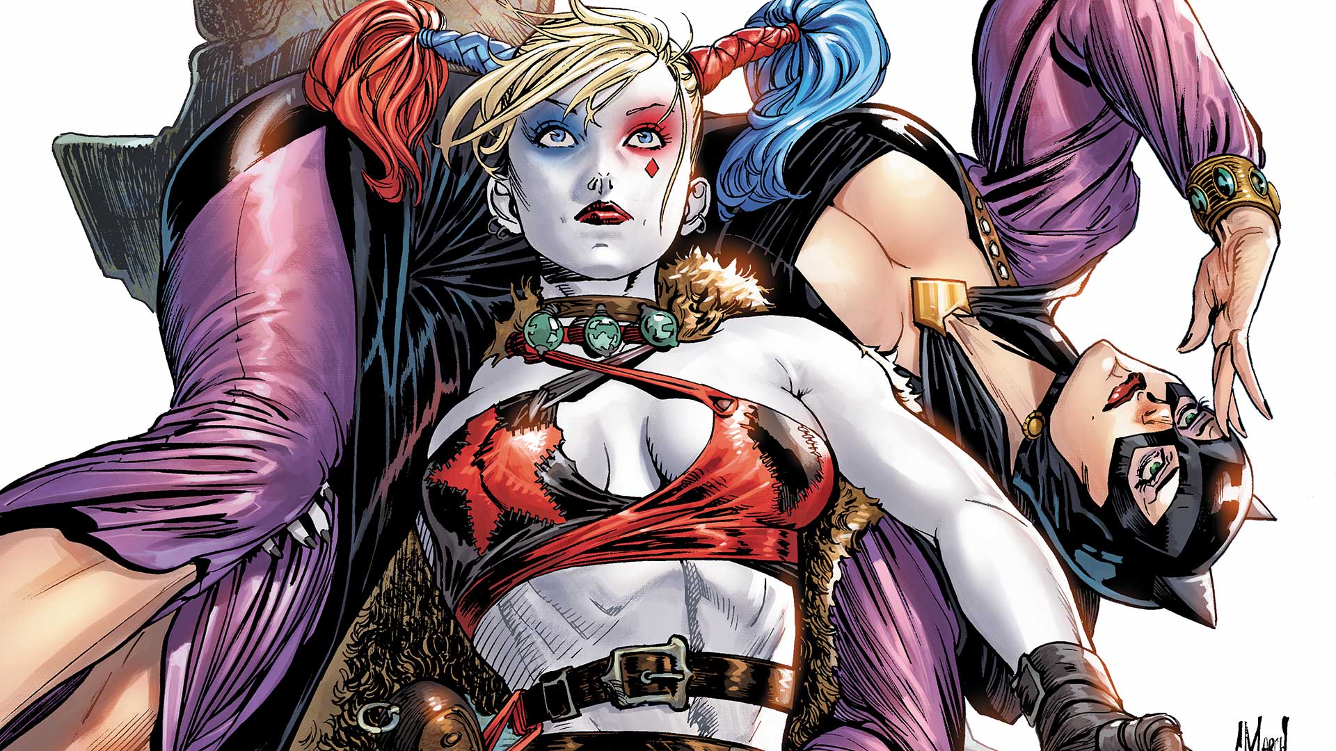 General 1920x1080 Harley Quinn Catwoman DC Comics superheroines superhero costumes women comics artwork fantasy art comic art