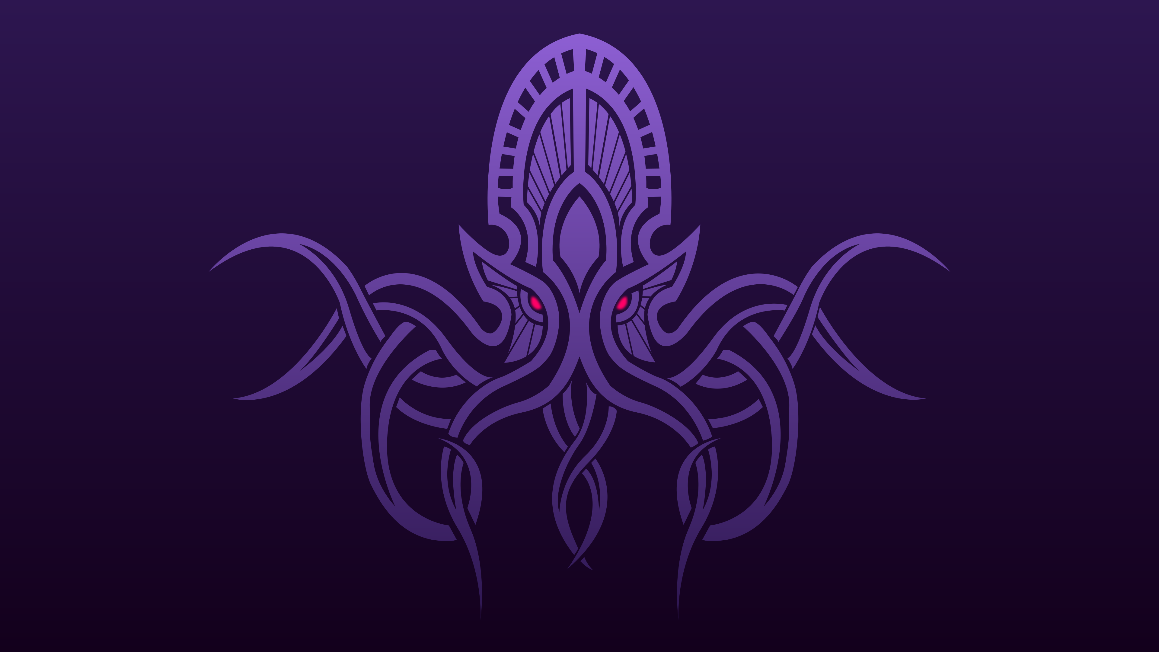 General 3840x2160 Cthulhu H. P. Lovecraft octopus minimalism horror red eyes simple background artwork purple purple background
