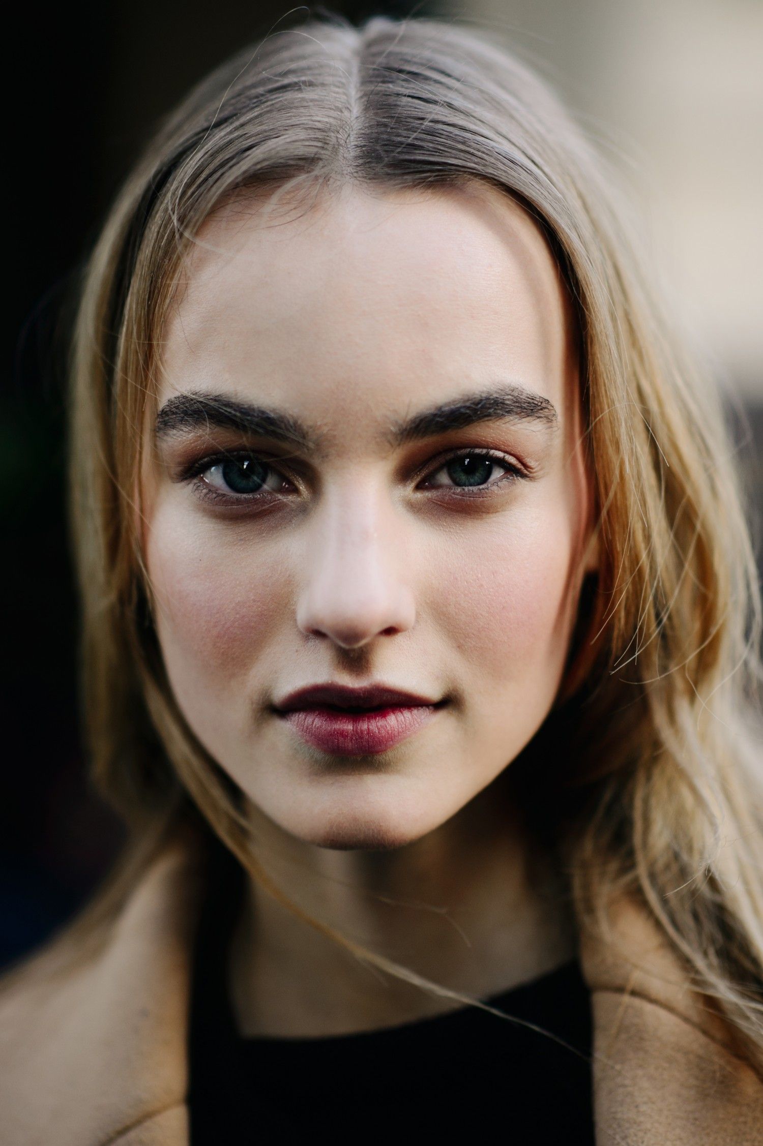 People 1500x2254 Maartje Verhoef women model face blue eyes depth of field lipstick Dutch