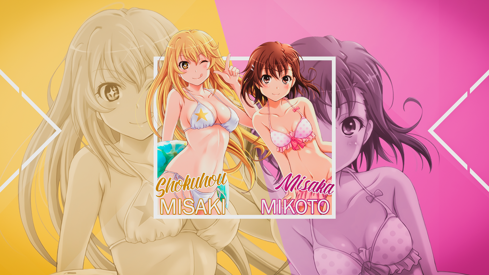 Anime 1920x1080 anime anime girls To Aru Kagaku no Railgun To aru Majutsu no Index Shokuhou Misaki Misaka Mikoto bikini cleavage bright
