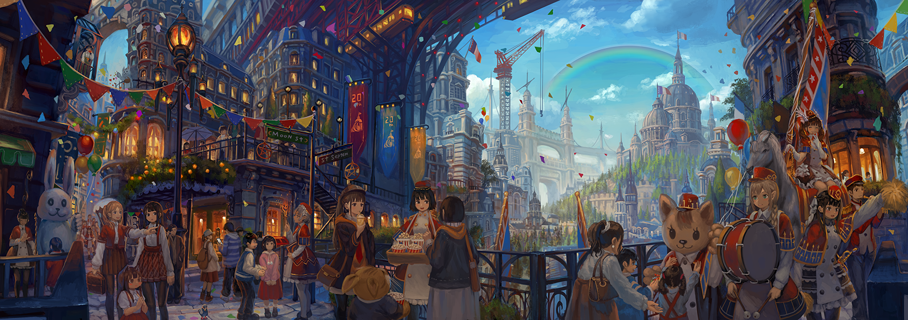 HD wallpaper: ultra-wide, anime boys, ultrawide, anime girls, lights, rain  | Wallpaper Flare