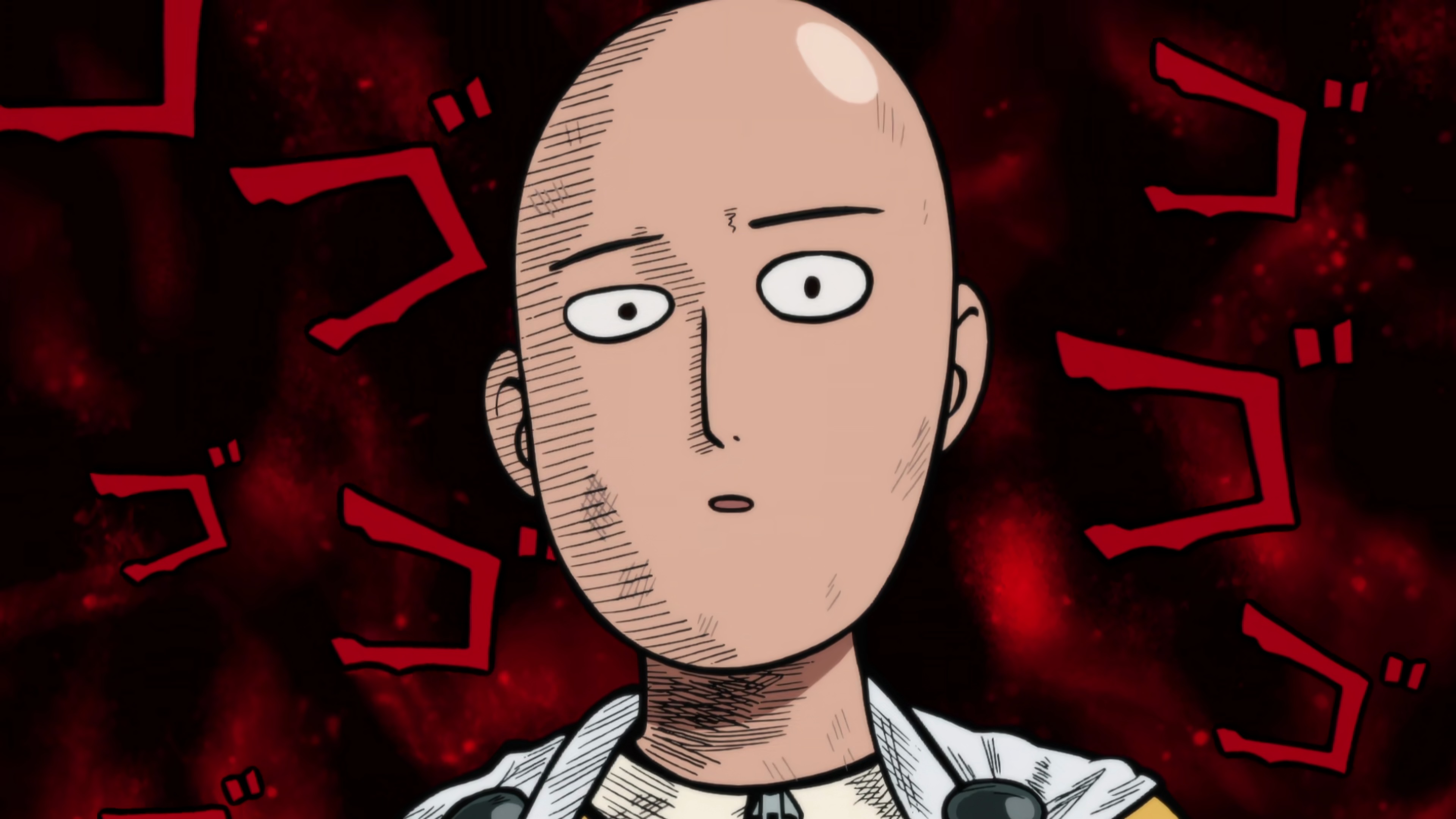 Anime 3840x2160 One-Punch Man Saitama anime boys anime bald red background red