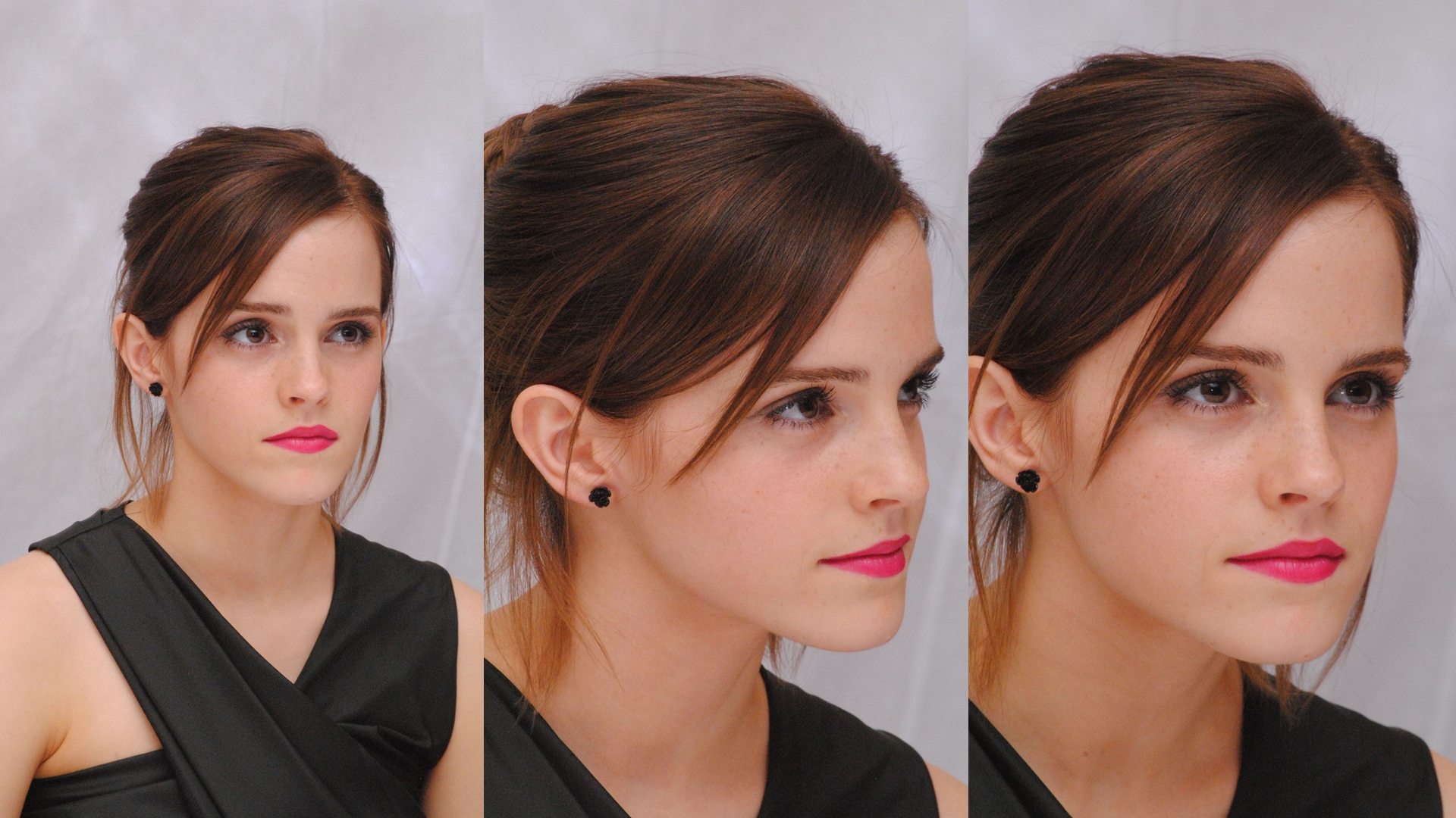 People 1920x1080 Emma Watson women actress lipstick face short hair celebrity collage