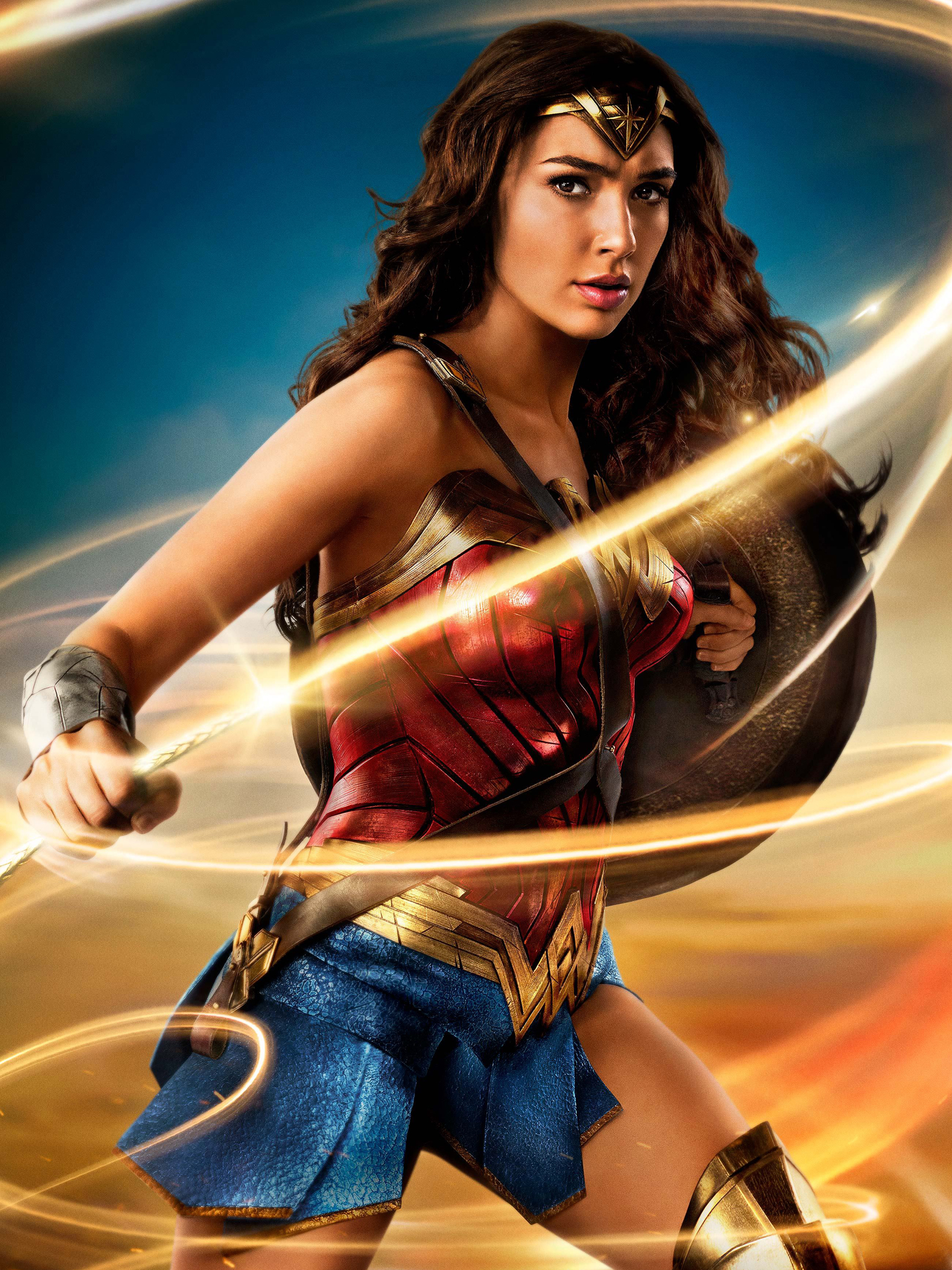 General 1536x2048 Wonder Woman Gal Gadot women DC Extended Universe superheroines long hair brunette shield movies portrait display digital art
