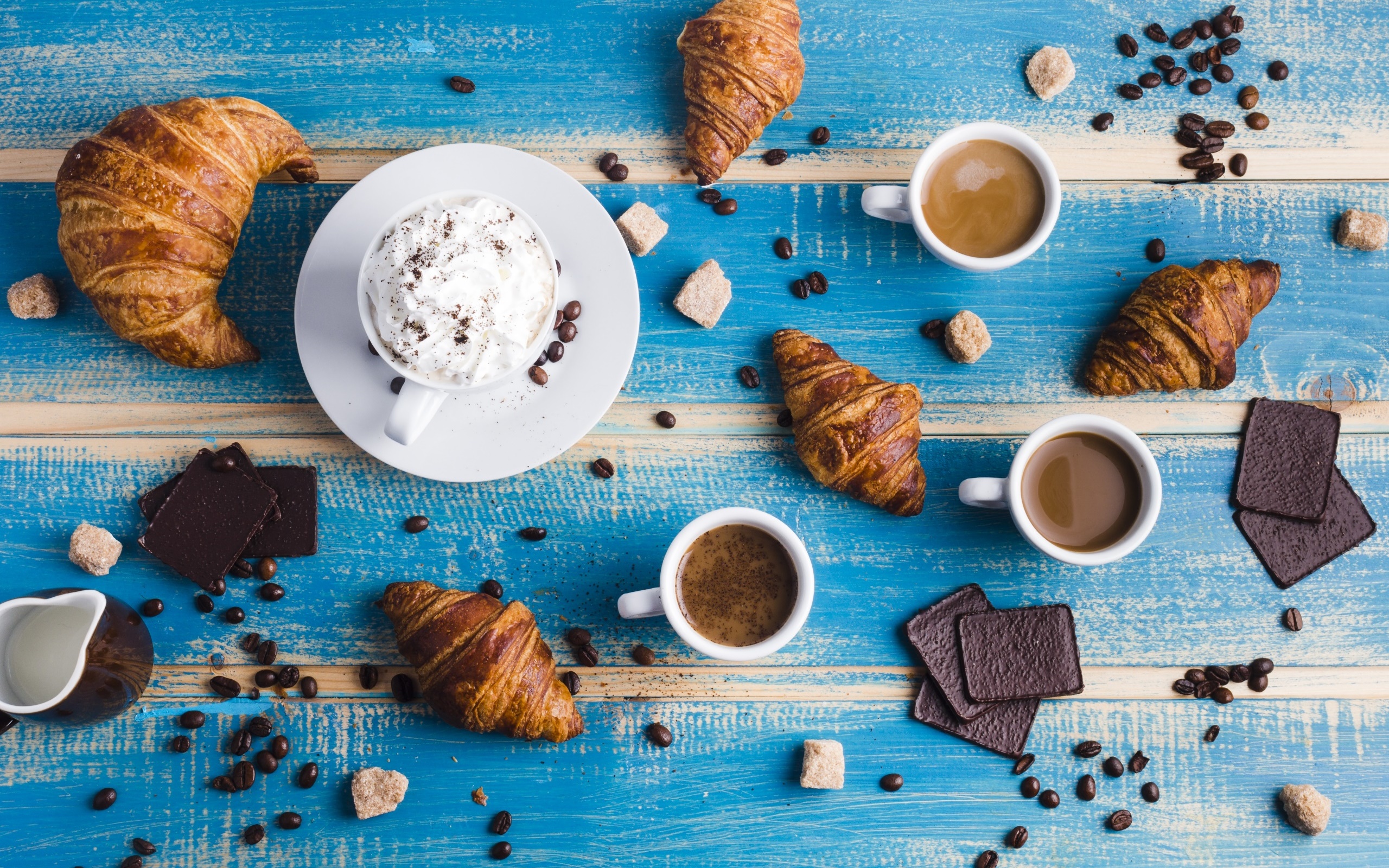 General 2560x1600 food still life sweets coffee croissants chocolate
