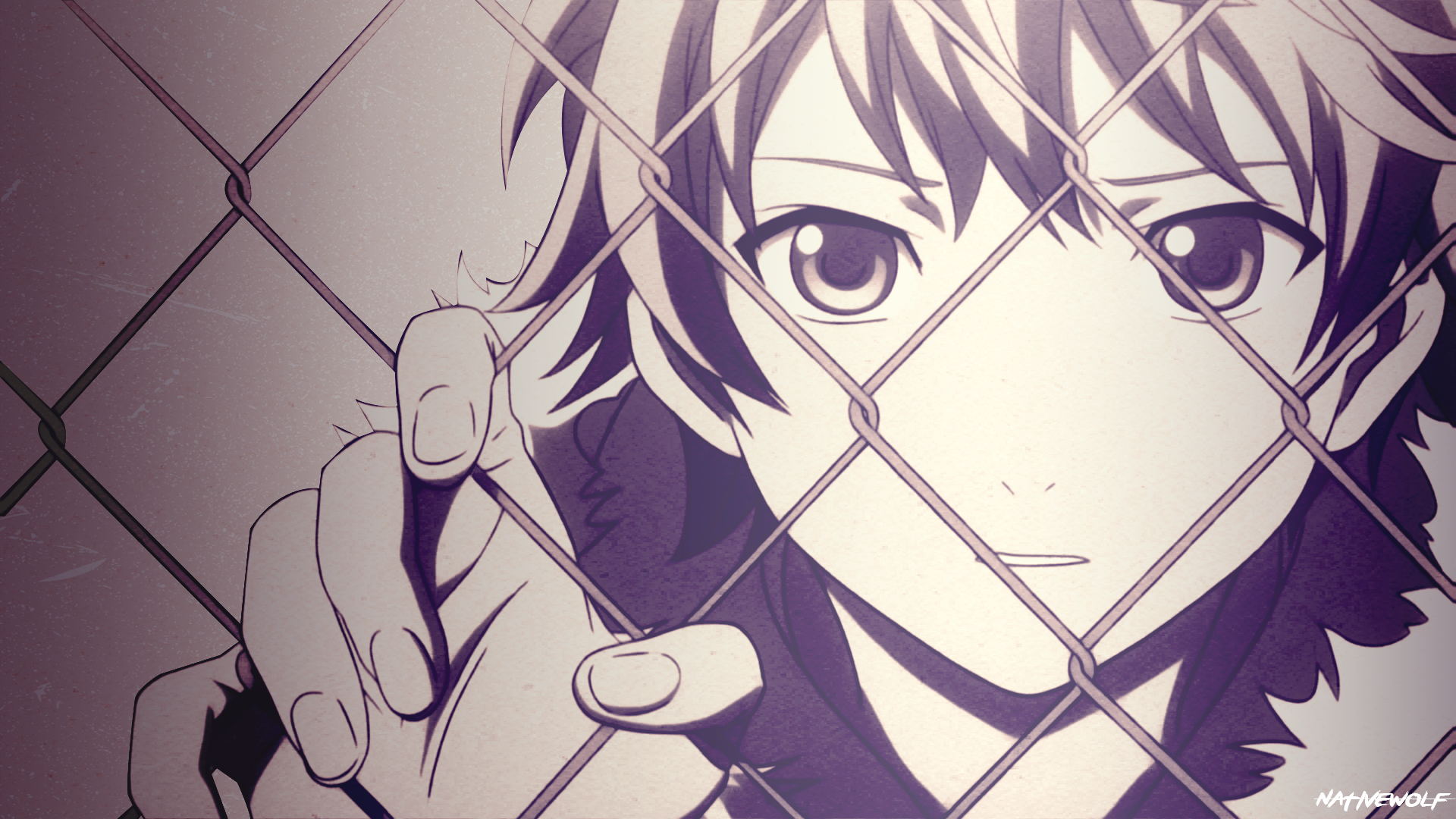 Anime 1920x1080 Yukine (Noragami) Noragami anime manga anime girls women face fence metal grid closeup hands looking at viewer