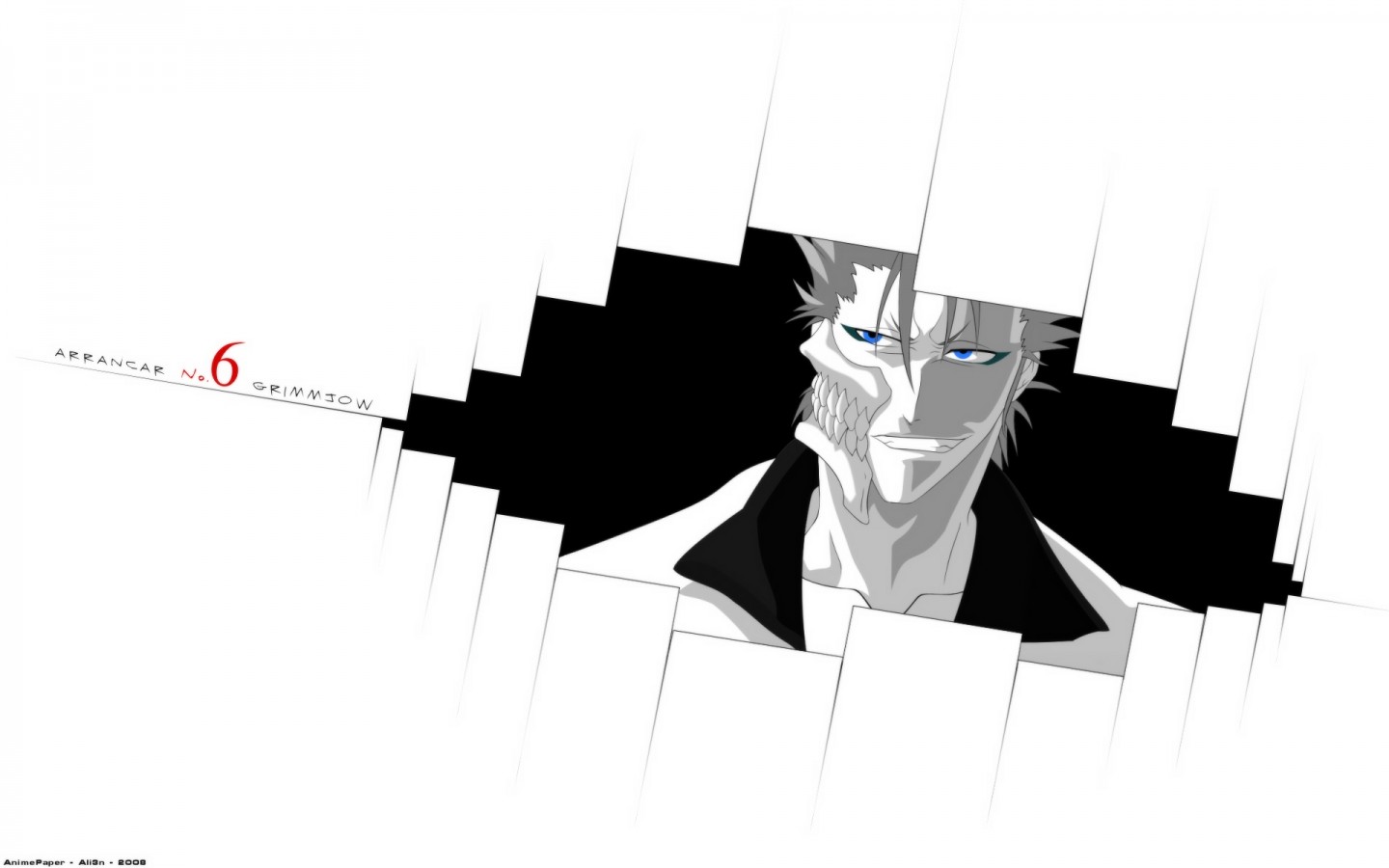 Anime 1440x900 Grimmjow Jaegerjaquez Bleach numbers blue eyes anime anime men simple background white background