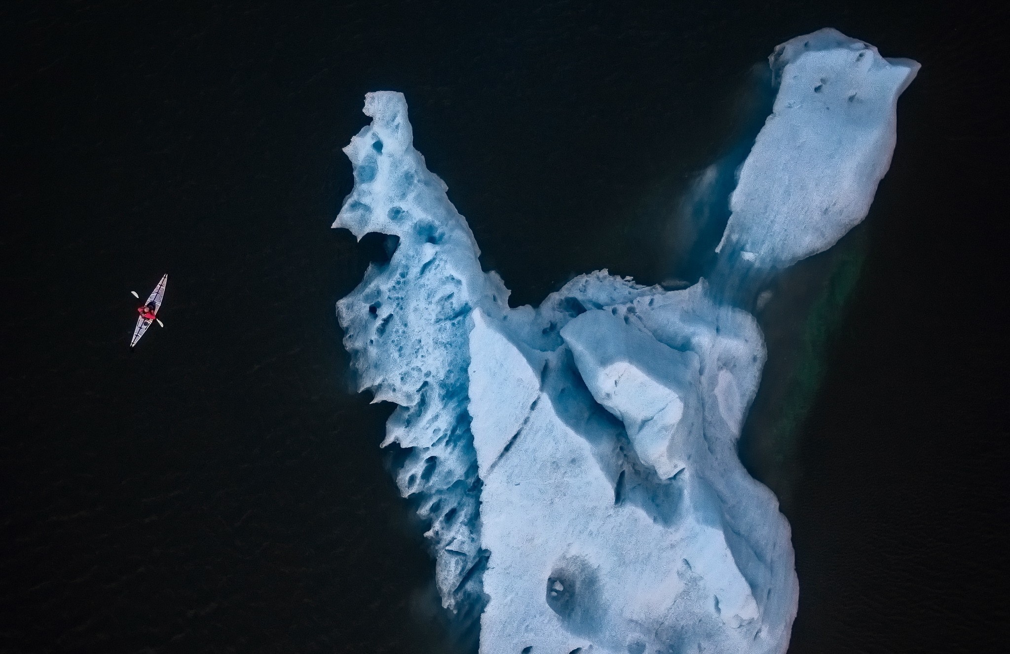 General 2047x1325 aerial view iceberg boat nature canoes