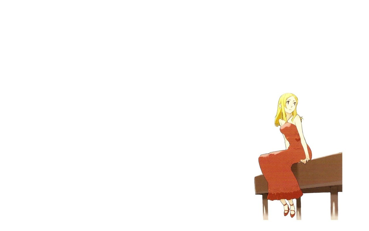 Anime 1280x800 Baccano! anime girls anime dress red dress simple background blonde minimalism