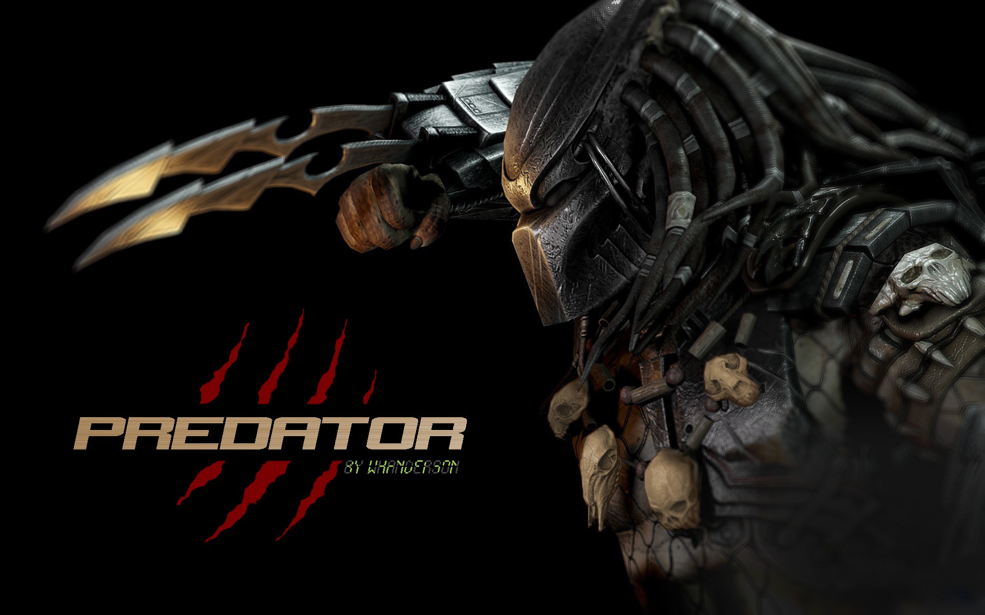 General 1920x1200 science fiction skull creature predator (creature) horror weapon simple background black background Alien vs. Predator (Video Game) video games video game art